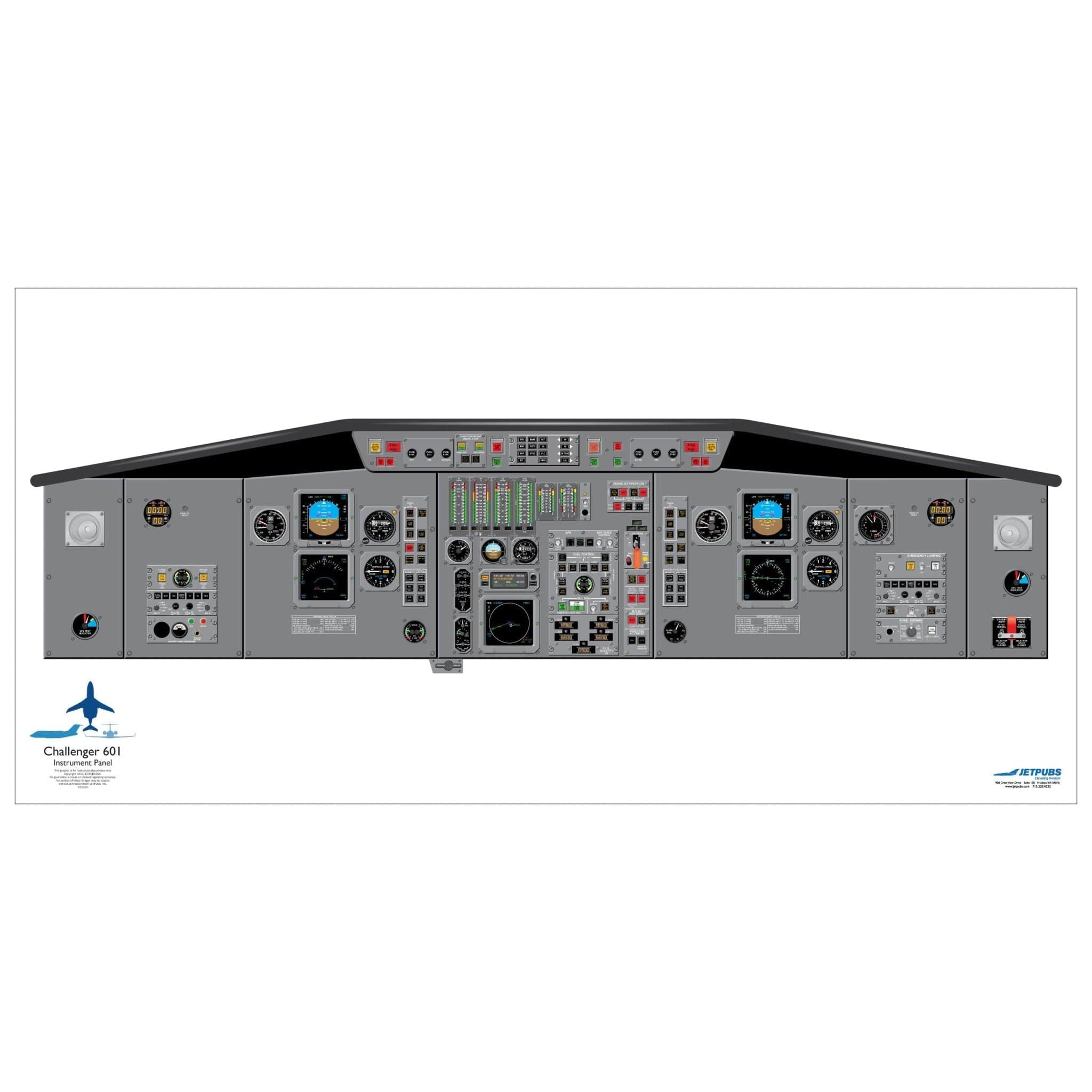 JETPUBS Cockpit Poster Bombardier Challenger 601 Bombardier 18" x 36" Cockpit Posters