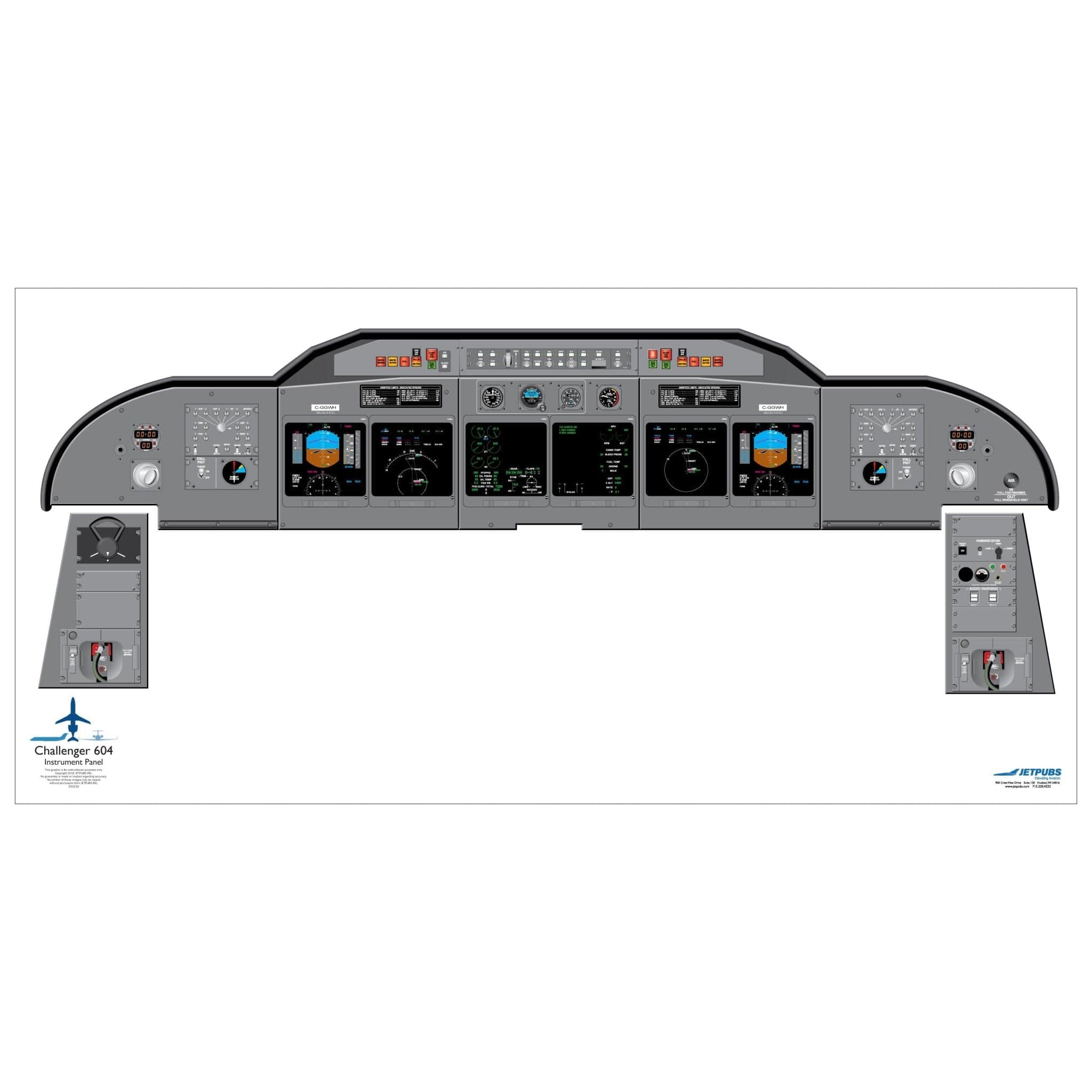 JETPUBS Cockpit Poster Bombardier Challenger 604 Bombardier 18" x 36" Cockpit Posters