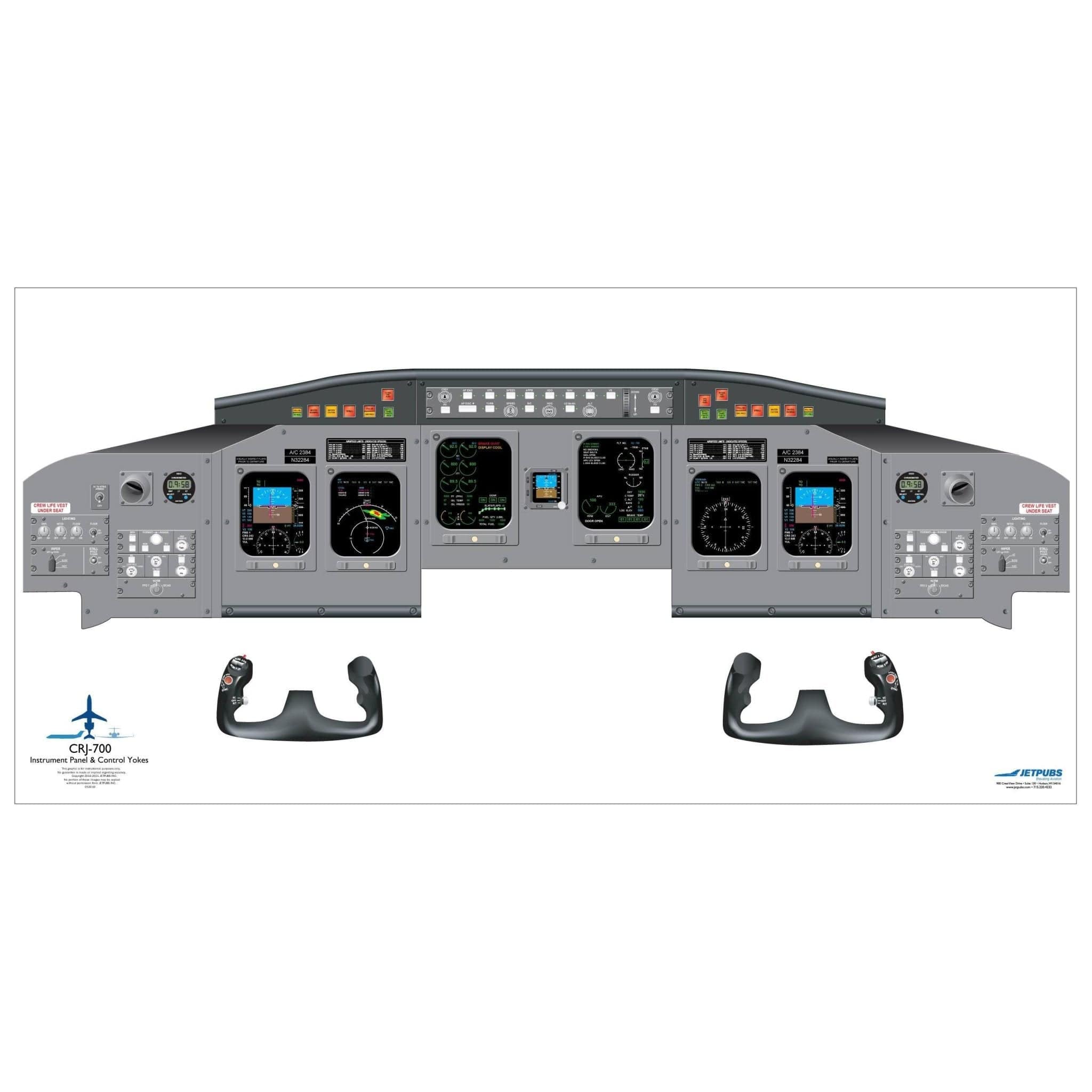 JETPUBS Cockpit Poster Bombardier CRJ700 Bombardier 18" x 36" Cockpit Posters