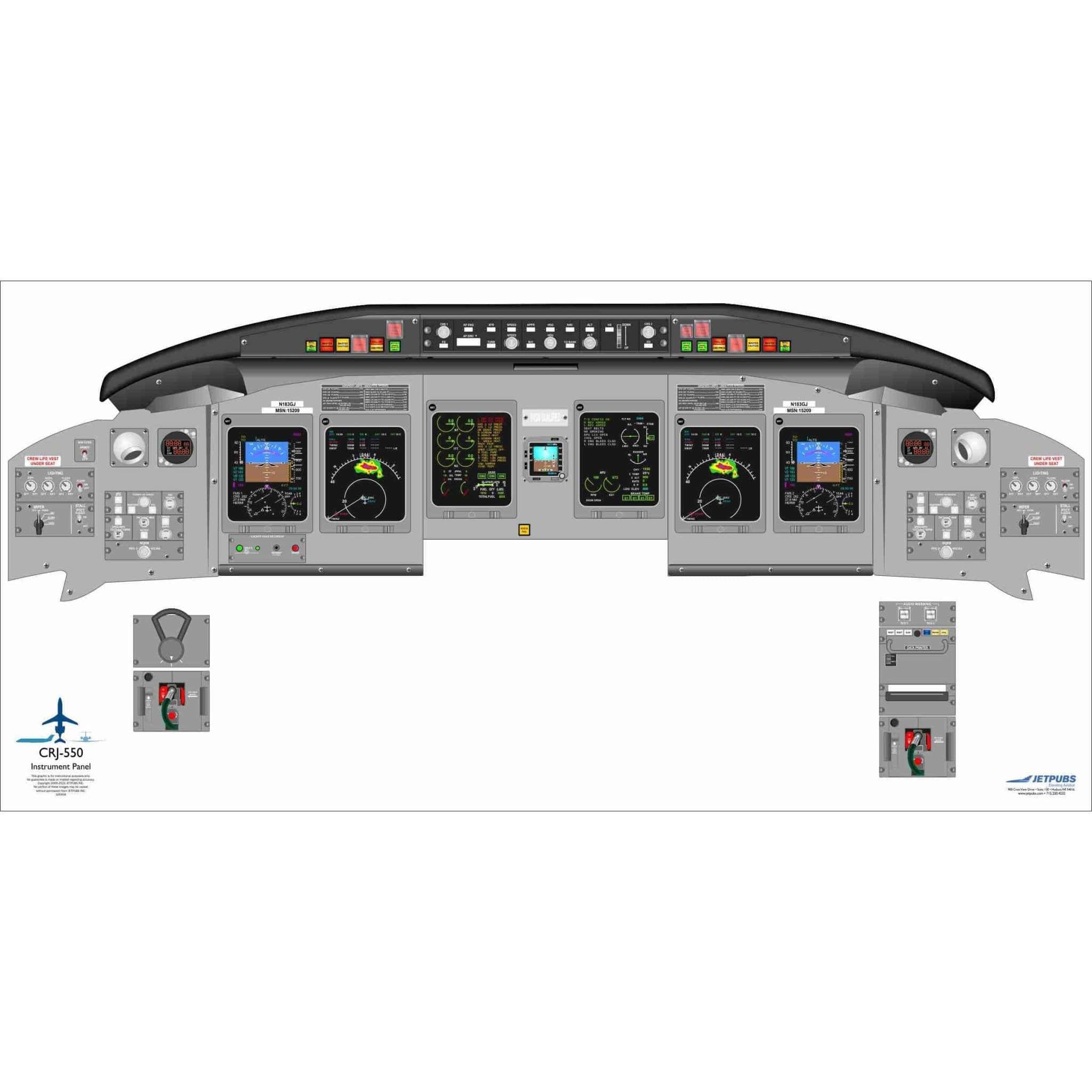 JETPUBS Cockpit Poster Bombardier CRJ900 Bombardier 18" x 36" Cockpit Posters