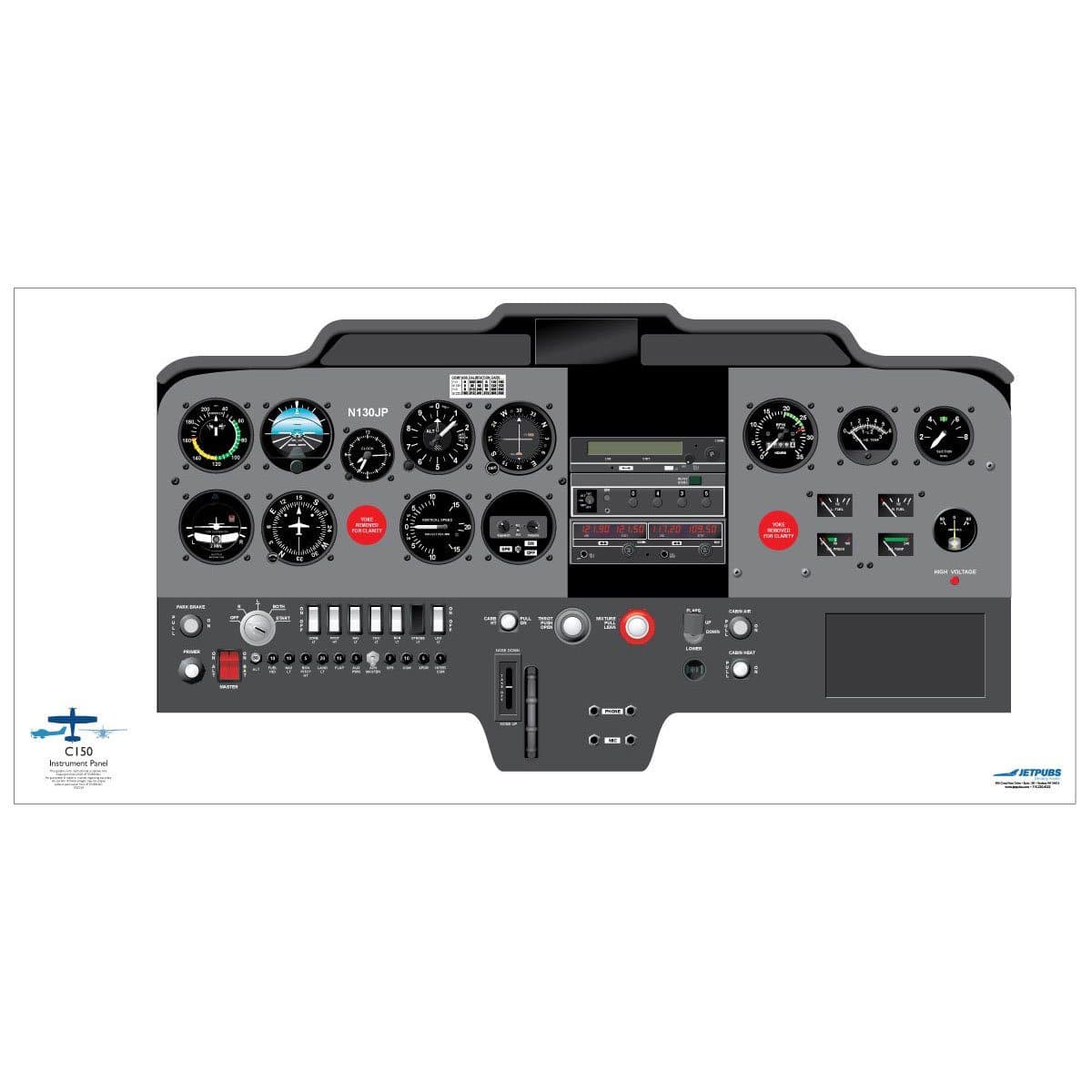 JETPUBS Cockpit Poster Cessna CE150 Cessna 18" x 36" Cockpit Posters