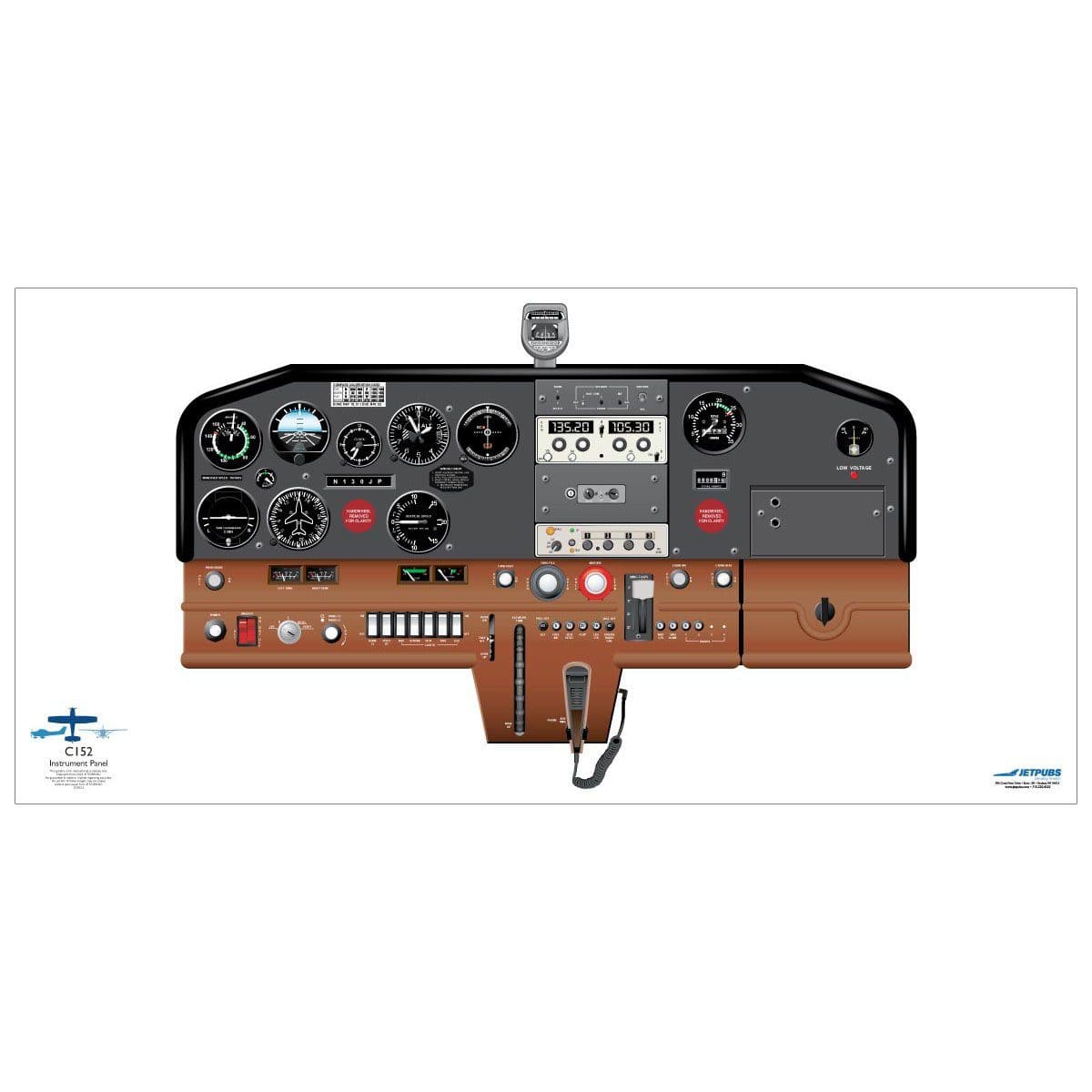 JETPUBS Cockpit Poster Cessna CE152 Cessna 18" x 36" Cockpit Posters