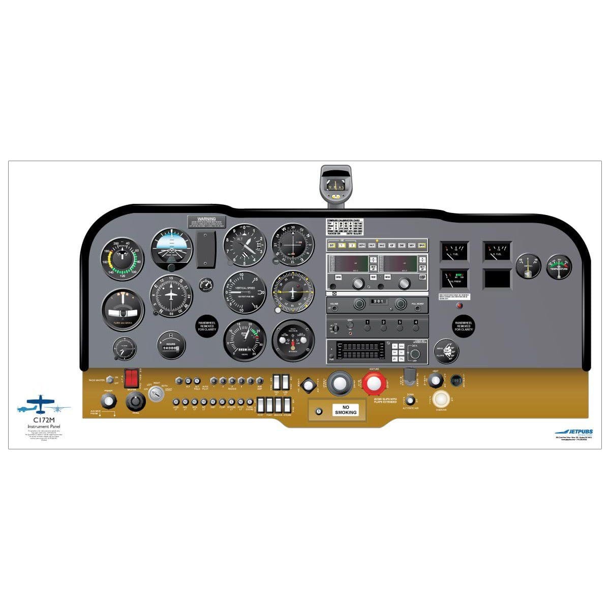 JETPUBS Cockpit Poster Cessna CE172 M Cessna 18" x 36" Cockpit Posters