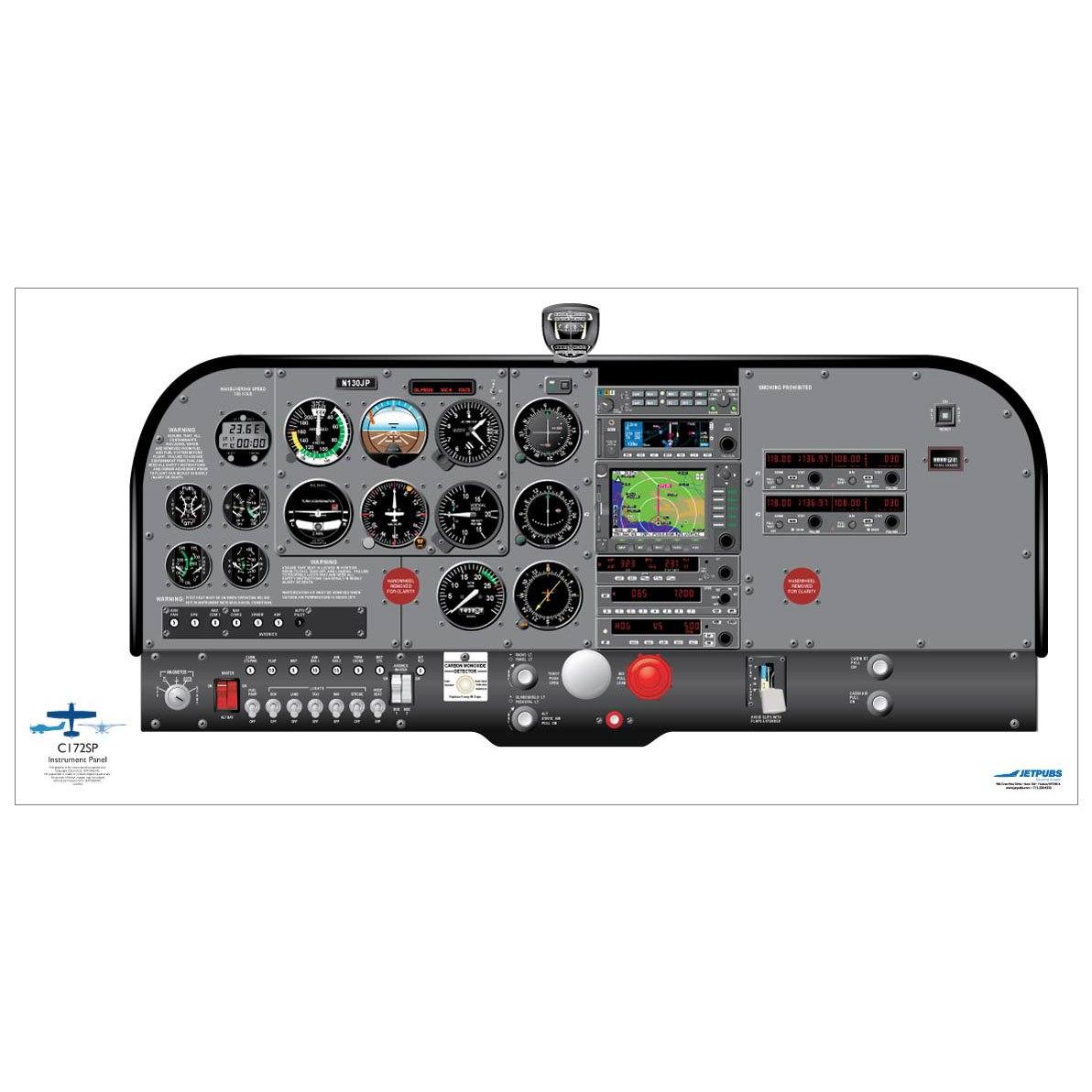 JETPUBS Cockpit Poster Cessna CE172 SP Cessna 18" x 36" Cockpit Posters