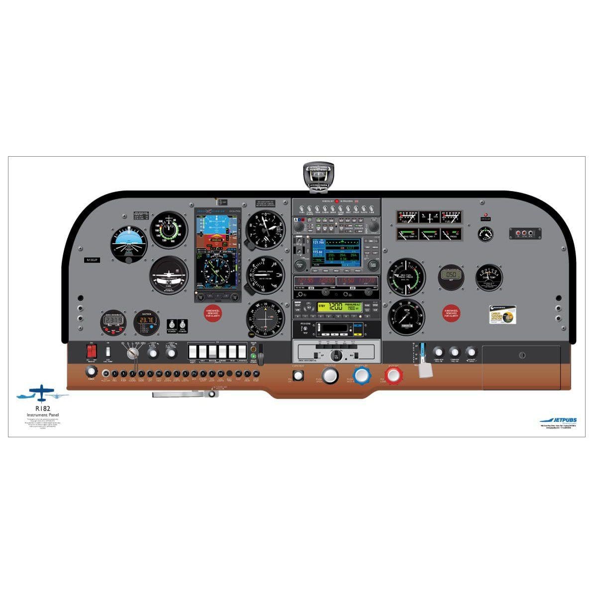 JETPUBS Cockpit Poster Cessna CE182 Aspen Cessna 18" x 36" Cockpit Posters