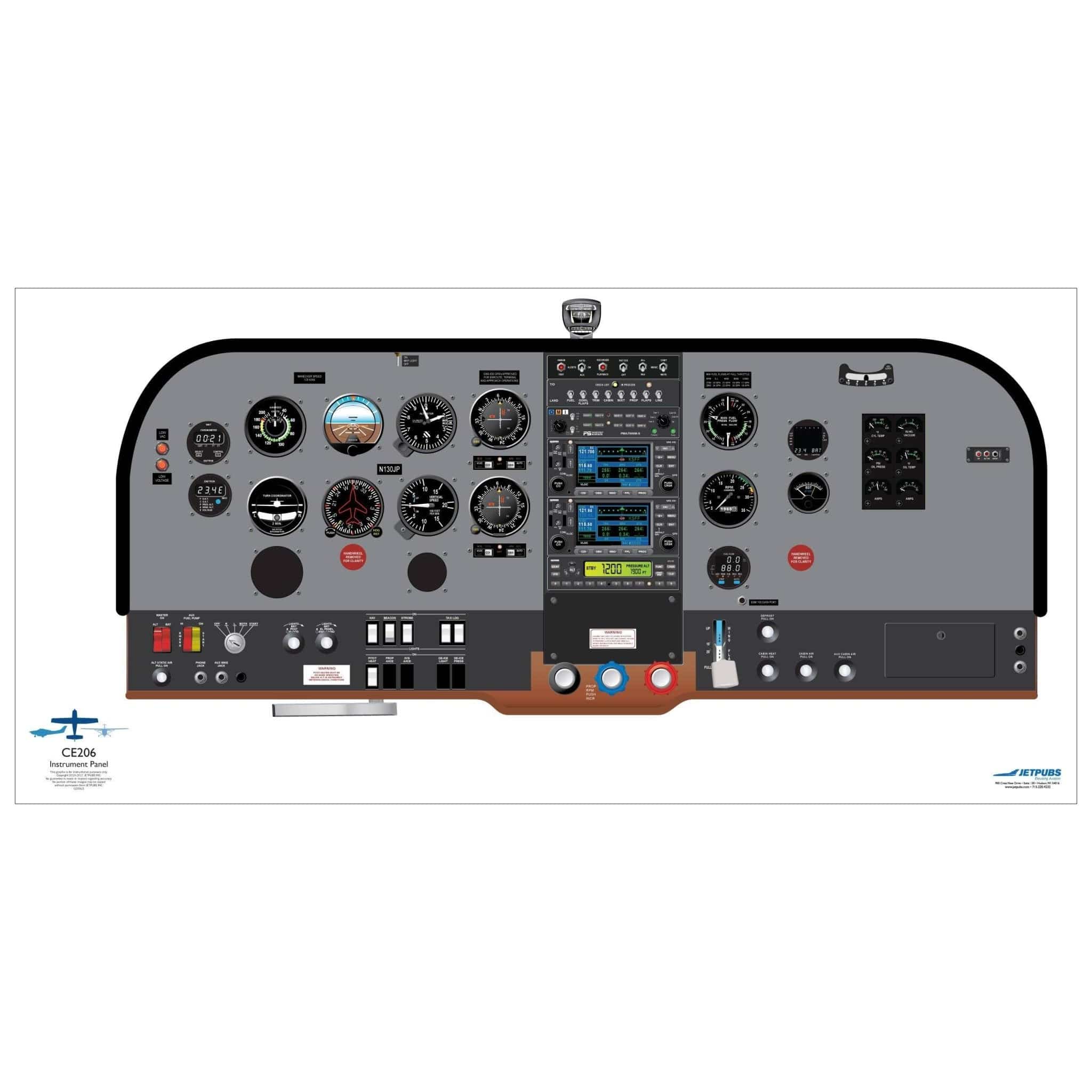 JETPUBS Cockpit Poster Cessna CE206 Cessna 18" x 36" Cockpit Posters