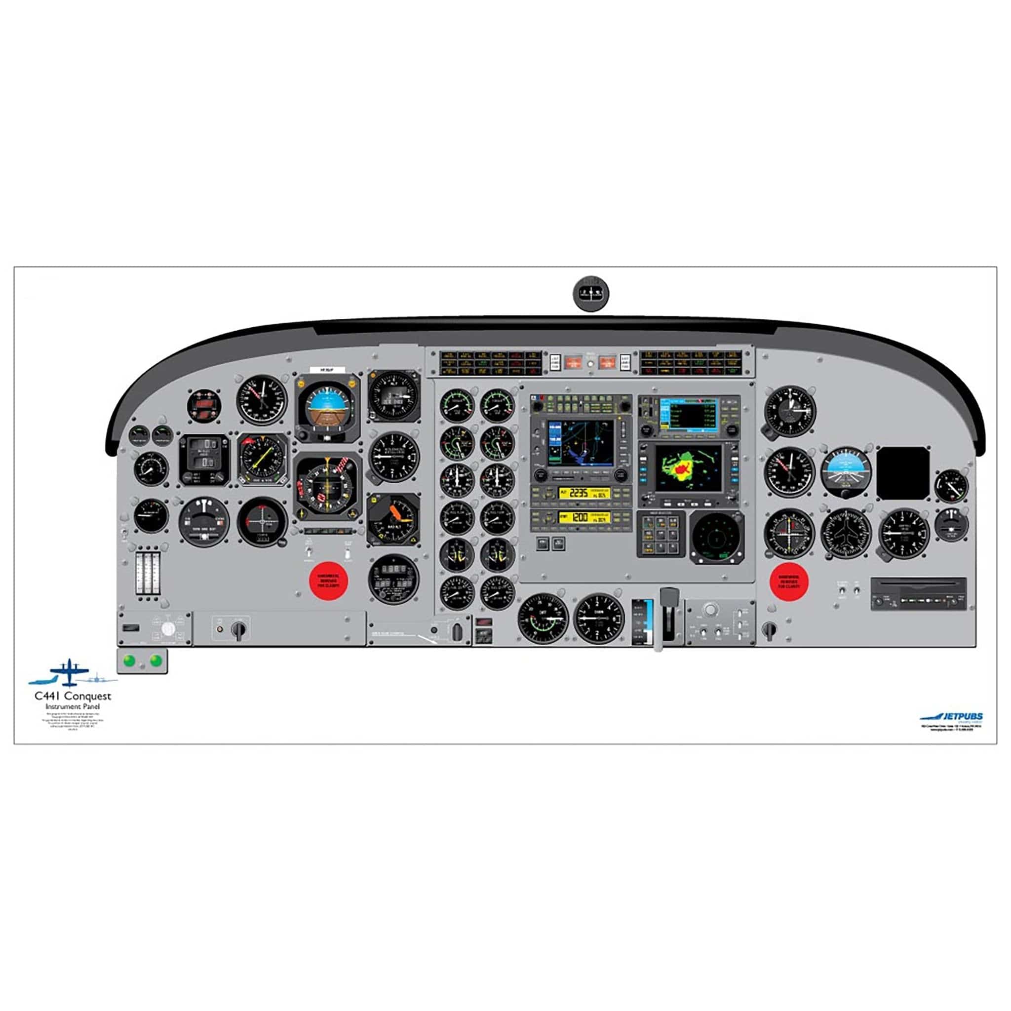 JETPUBS Cockpit Poster Cessna CE441 Conquest Cessna 18" x 36" Cockpit Posters