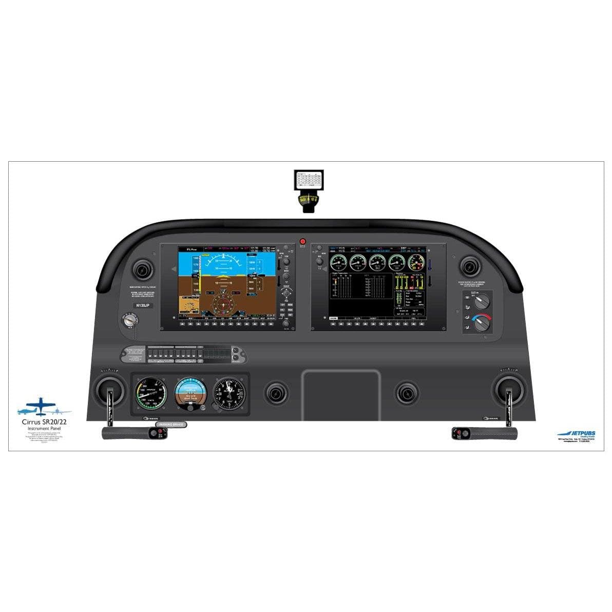 JETPUBS Cockpit Poster Cirrus SR20/22 G1000 Cirrus 18" x 36" Cockpit Posters