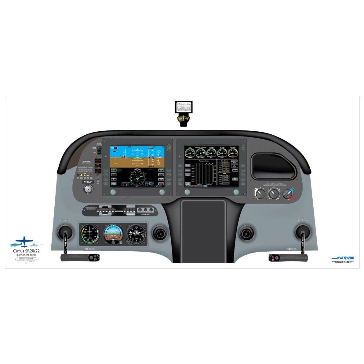 JETPUBS Cockpit Poster Cirrus SR20 G6 (G1000) Cirrus 18" x 36" Cockpit Posters