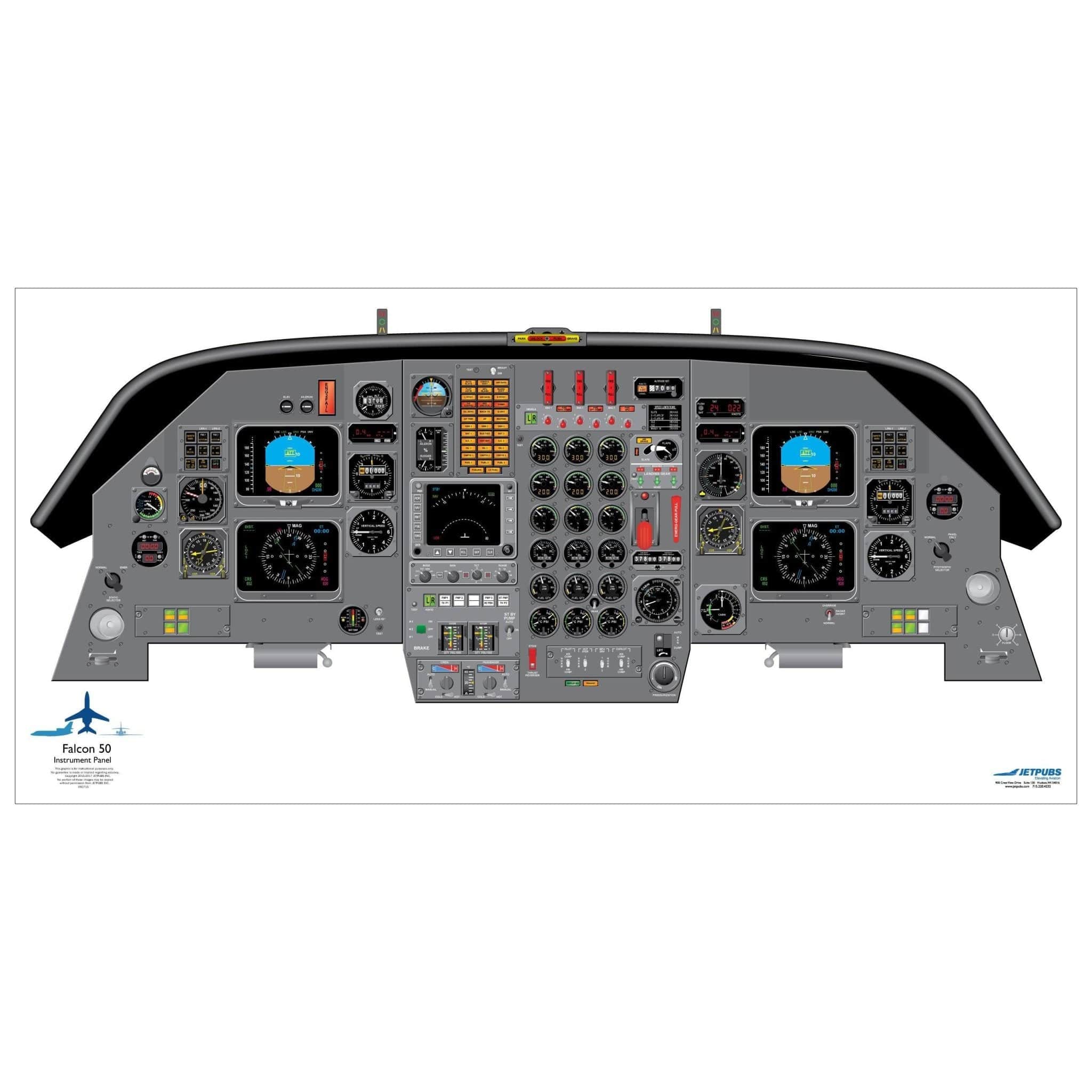 JETPUBS Cockpit Poster Dassault Falcon 50 Dassault 18" x 36" Cockpit Posters