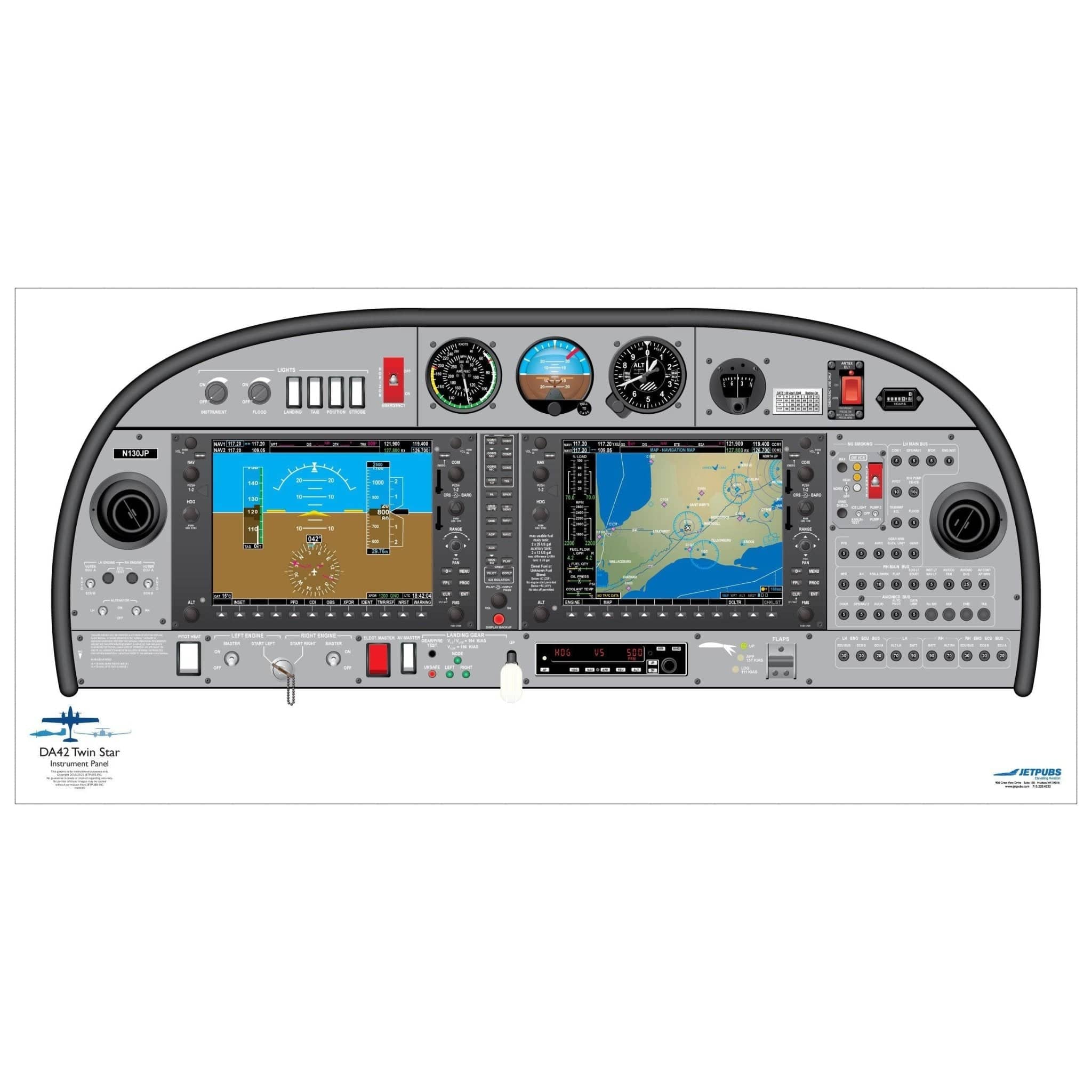 JETPUBS Cockpit Poster Diamond Aircraft DA42 Twin Star Diamond Aircraft 18" x 36" Cockpit Posters