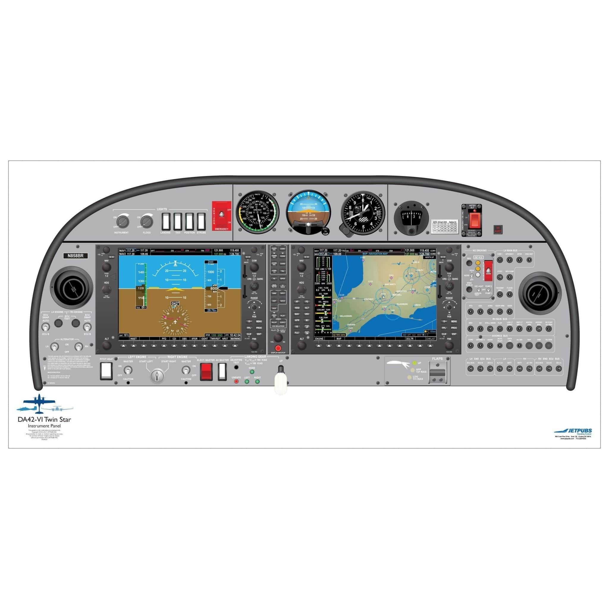 JETPUBS Cockpit Poster Diamond Aircraft DA42-VI Twin Star Diamond Aircraft 18" x 36" Cockpit Posters