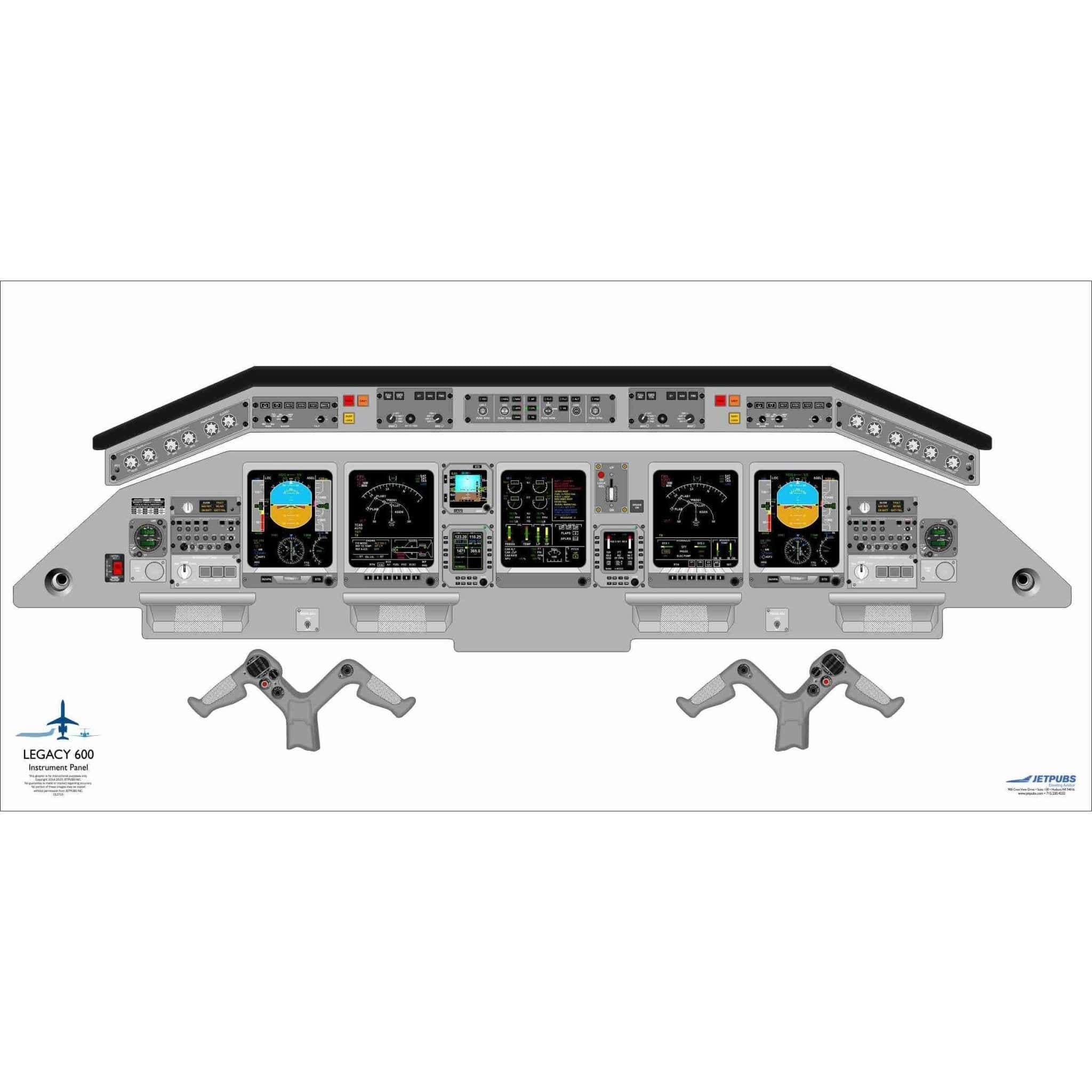 JETPUBS Cockpit Poster Embraer ERJ 135 Legacy600 Embraer 18" x 36" Cockpit Posters