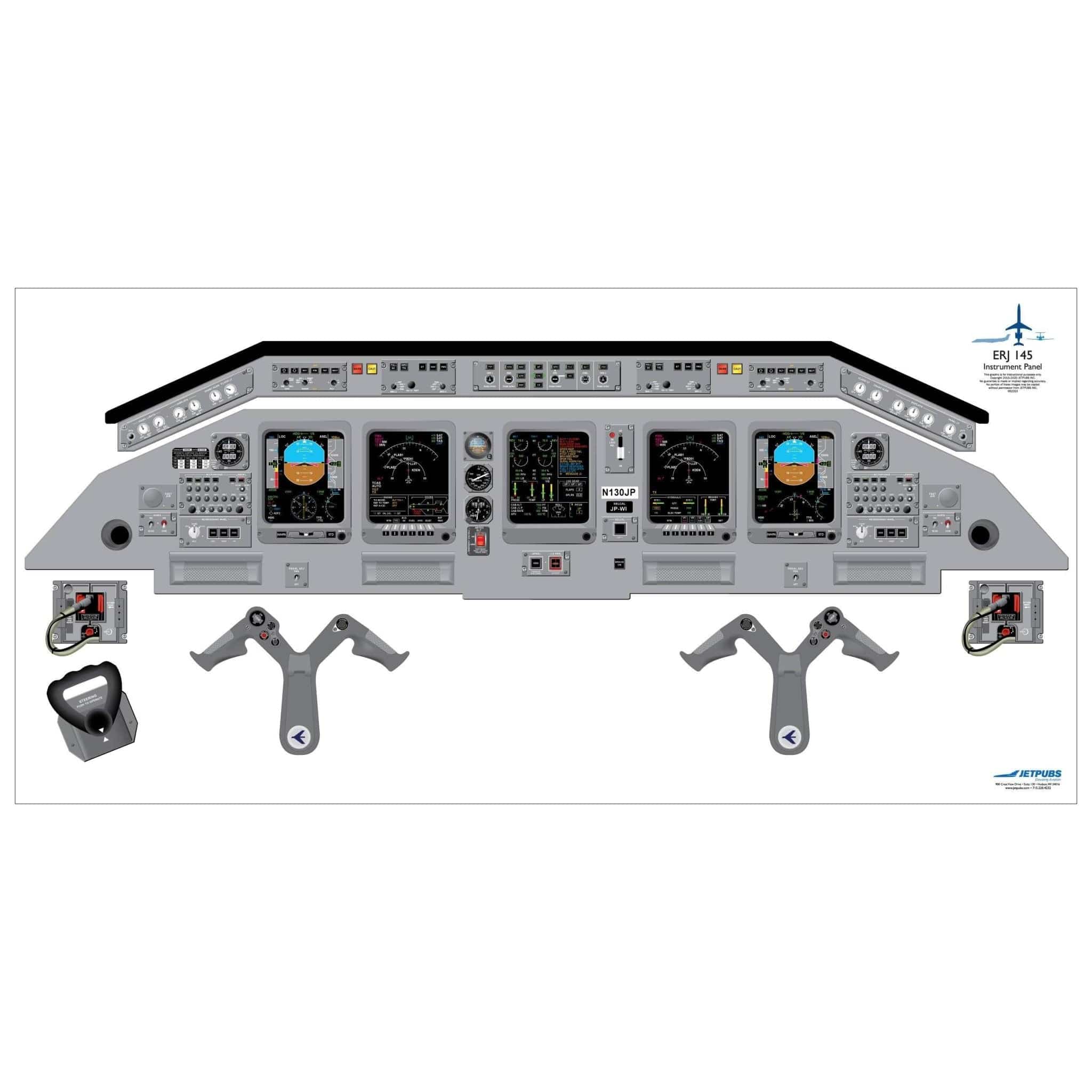 JETPUBS Cockpit Poster Embraer ERJ 145 Embraer 18" x 36" Cockpit Posters