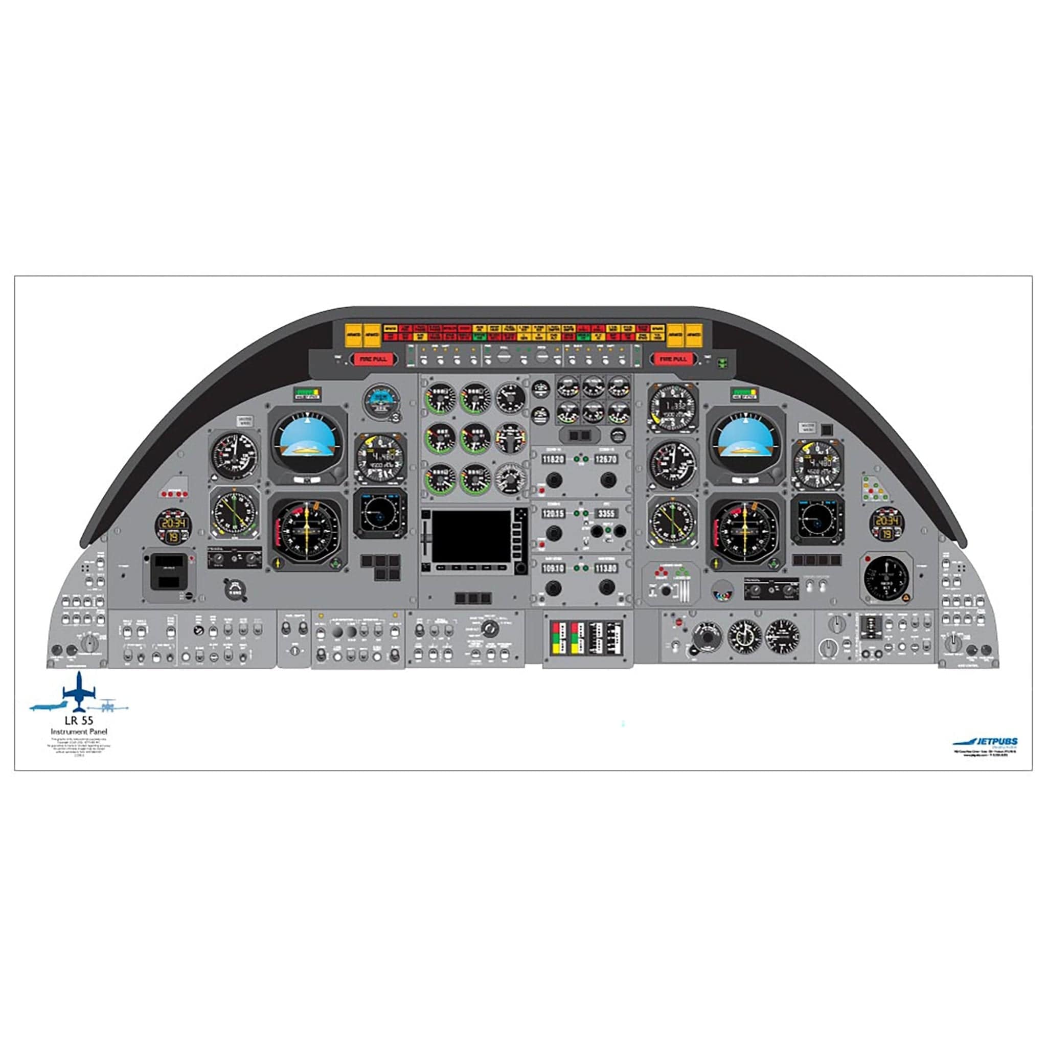 JETPUBS Cockpit Poster Learjet LR55 Learjet 18" x 36" Cockpit Posters