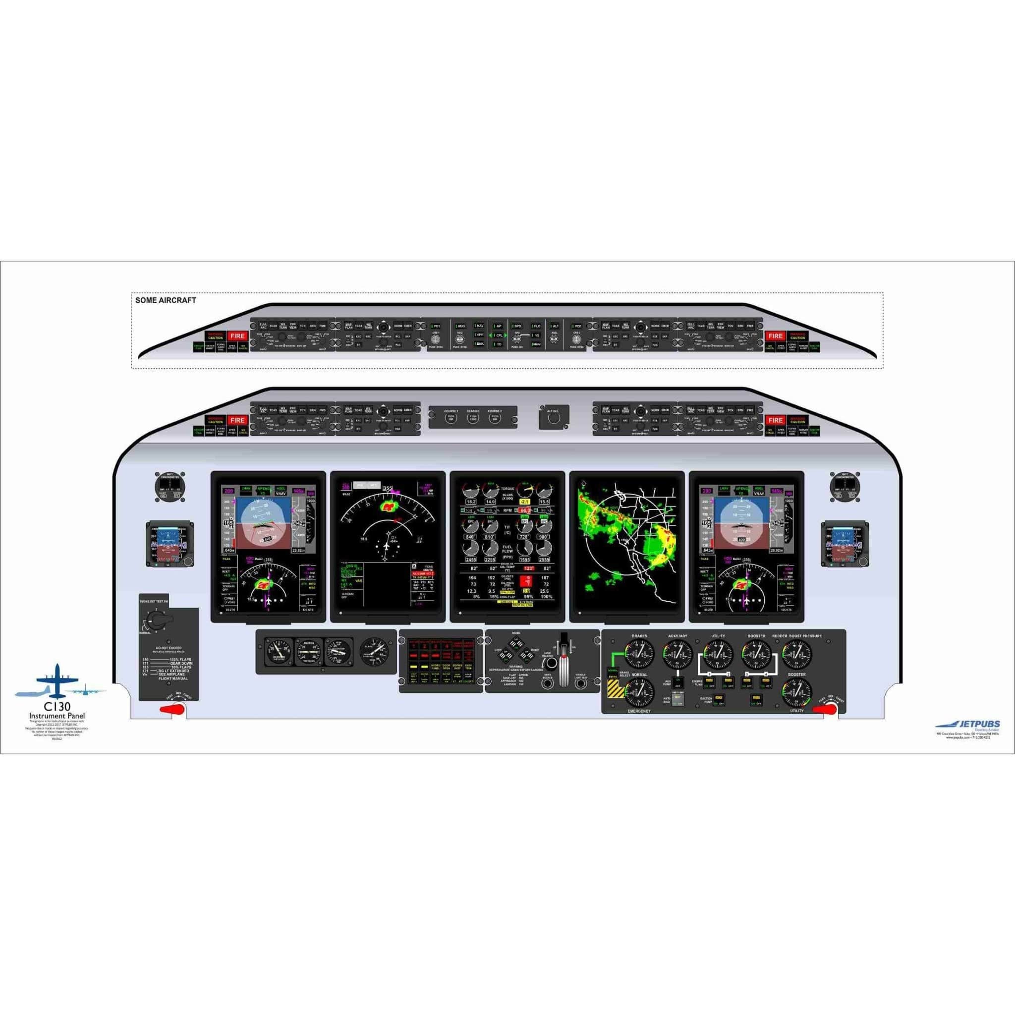 JETPUBS Cockpit Poster Lockheed C130 Glass Lockheed 18" x 36" Cockpit Posters