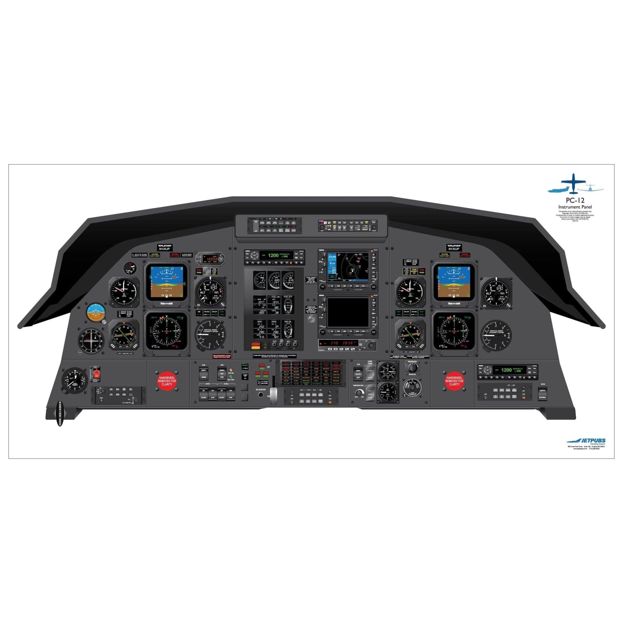 JETPUBS Cockpit Poster Pilatus PC-12 Pilatus 18" x 36" Cockpit Posters