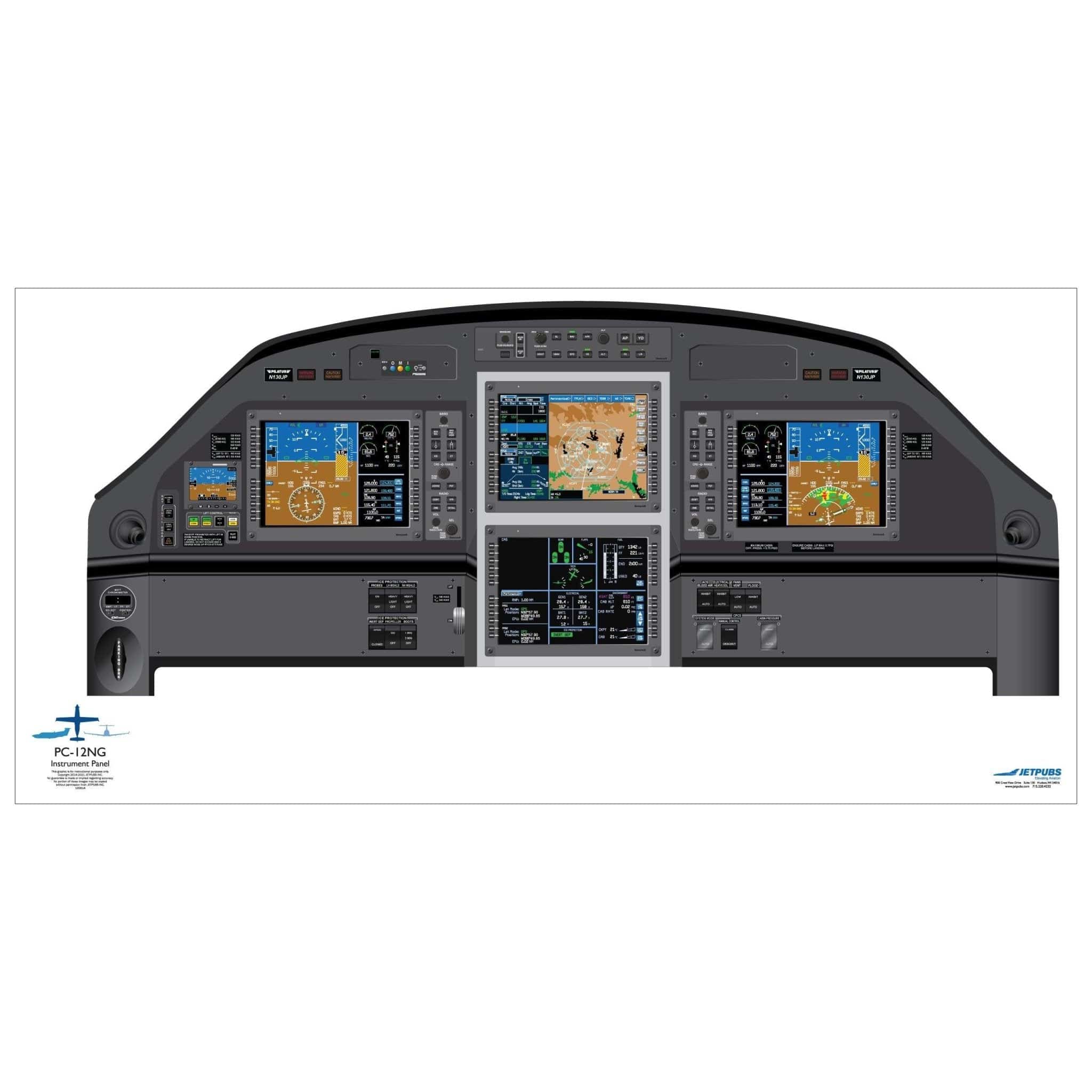 JETPUBS Cockpit Poster Pilatus PC-12NG Pilatus 18" x 36" Cockpit Posters