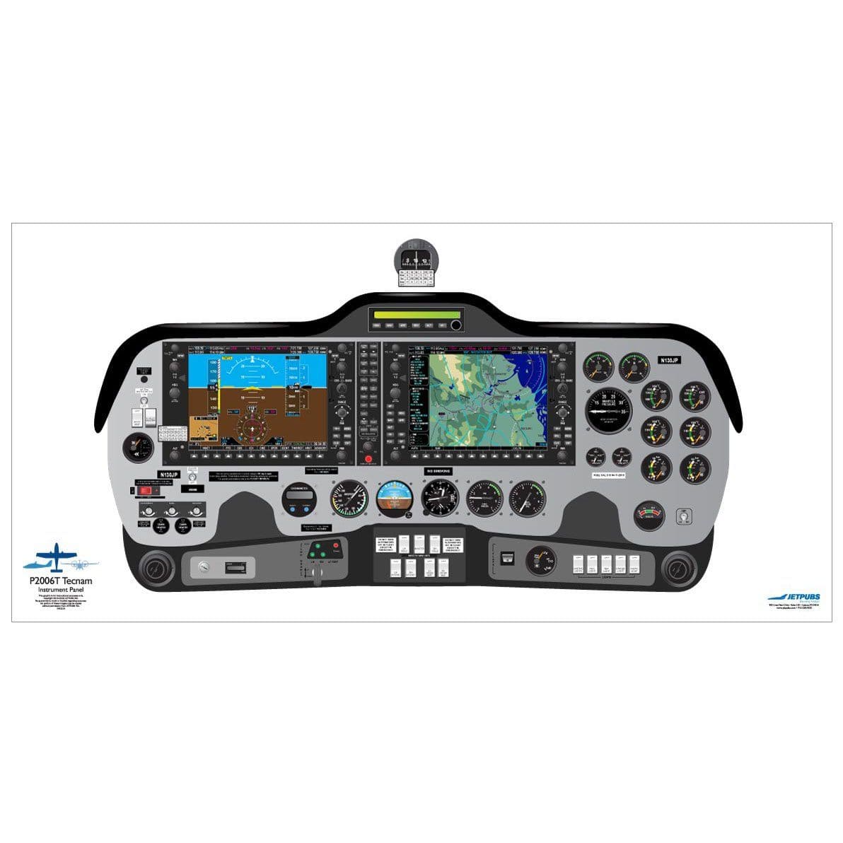 JETPUBS Cockpit Poster Tecnam P2006T Twin Tecnam 18" x 36" Cockpit Posters