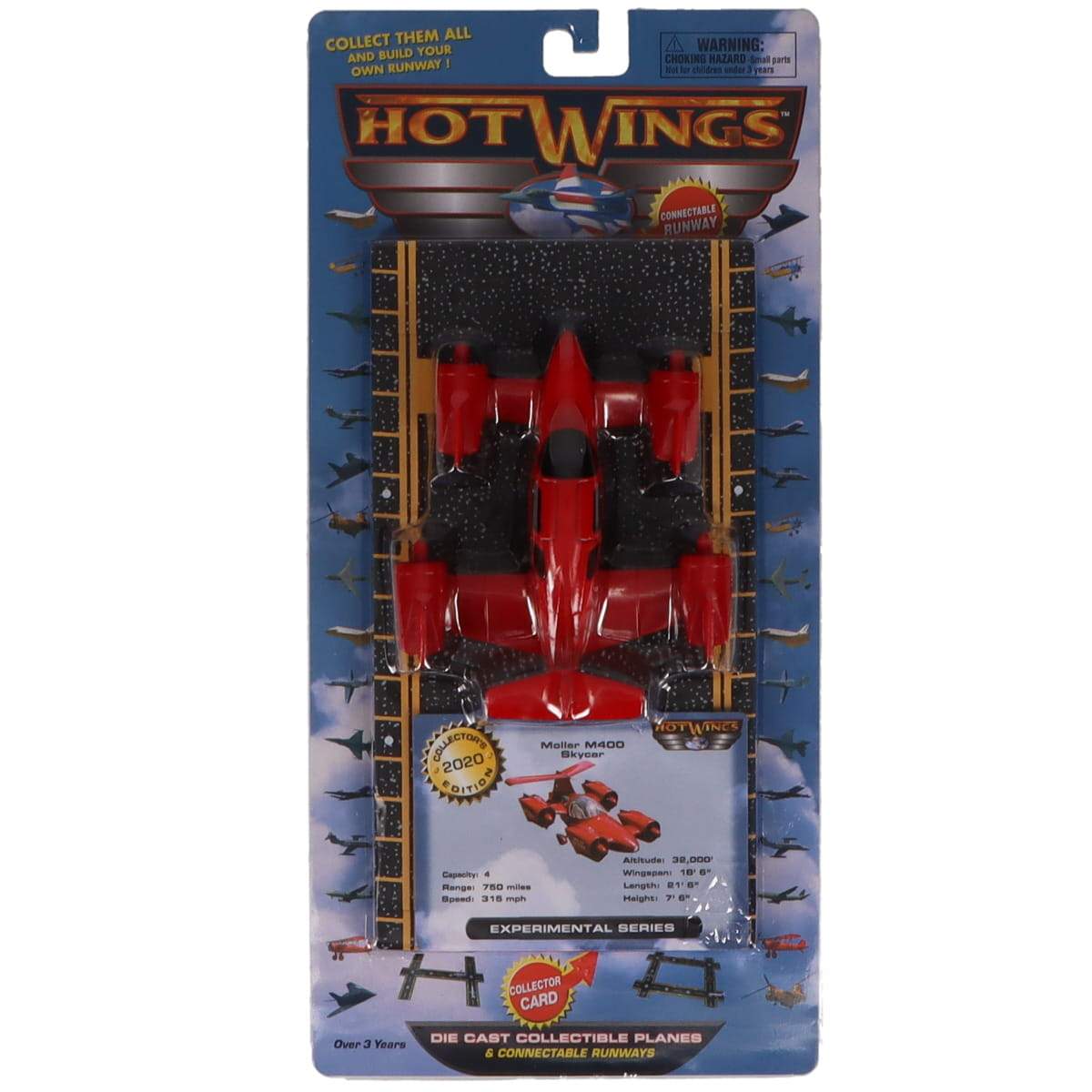 Hot Wings Die Cast Planes Hot Wings Moller M400 Skycar Die Cast Aircraft with Connectible Runway