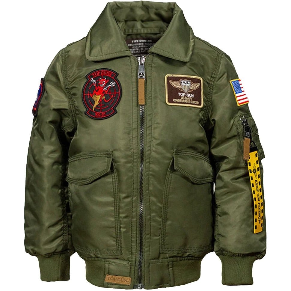 Top Gun Outerwear 4T / Green Top Gun Official Kids CWU-45P Nylon Jacket with Patches