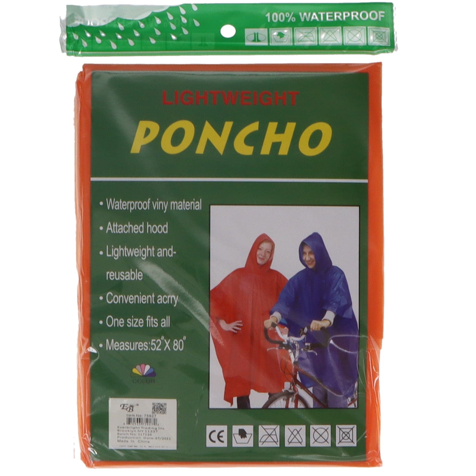 Everbright Trading Inc. Outerwear Adult Poncho