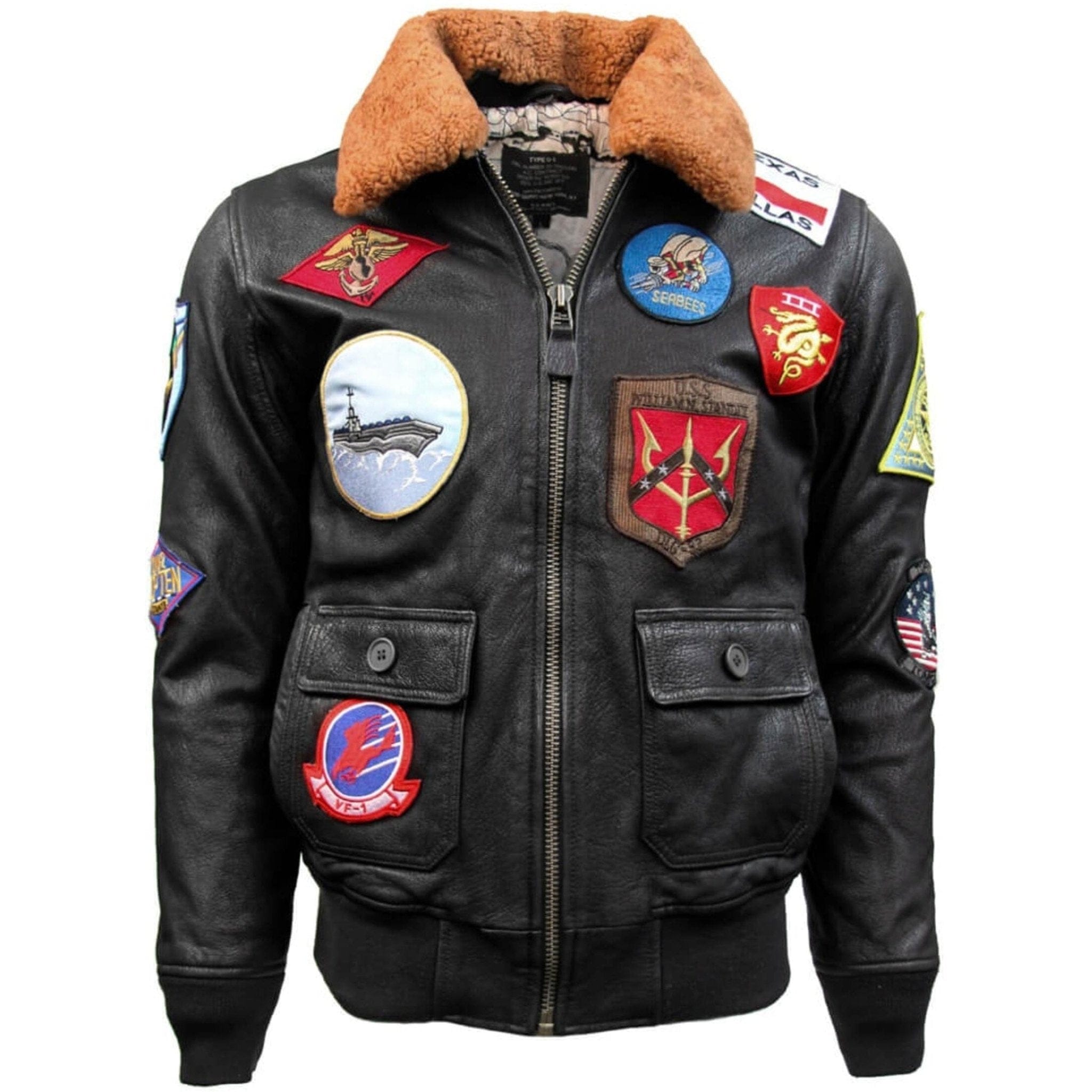 Top Gun Outerwear Small / Brown Top Gun® Official G-1 Leather Jacket with Patches