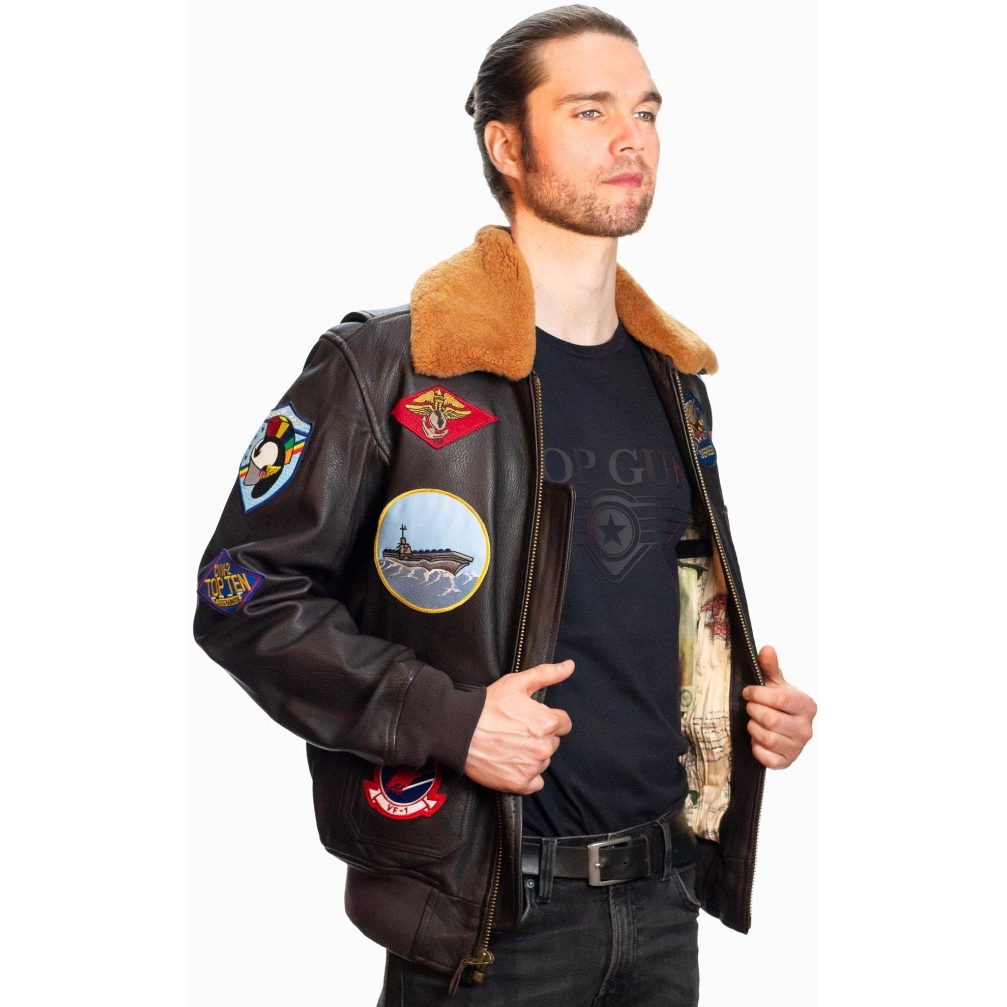 Top Gun Outerwear Top Gun® Official G-1 Leather Jacket with Patches