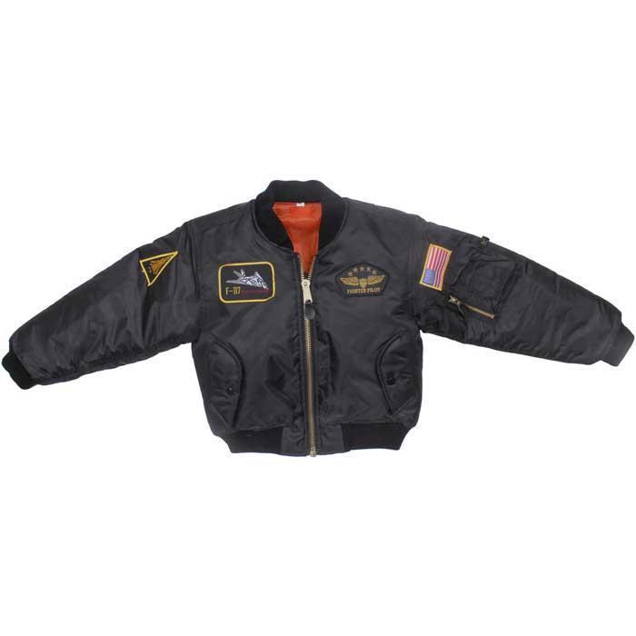 Rothco Outerwear XSmall / Black Kids Flight Jacket With Patches