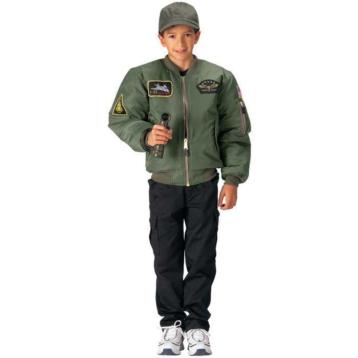 Rothco Outerwear XSmall / Sage Green Kids Flight Jacket With Patches