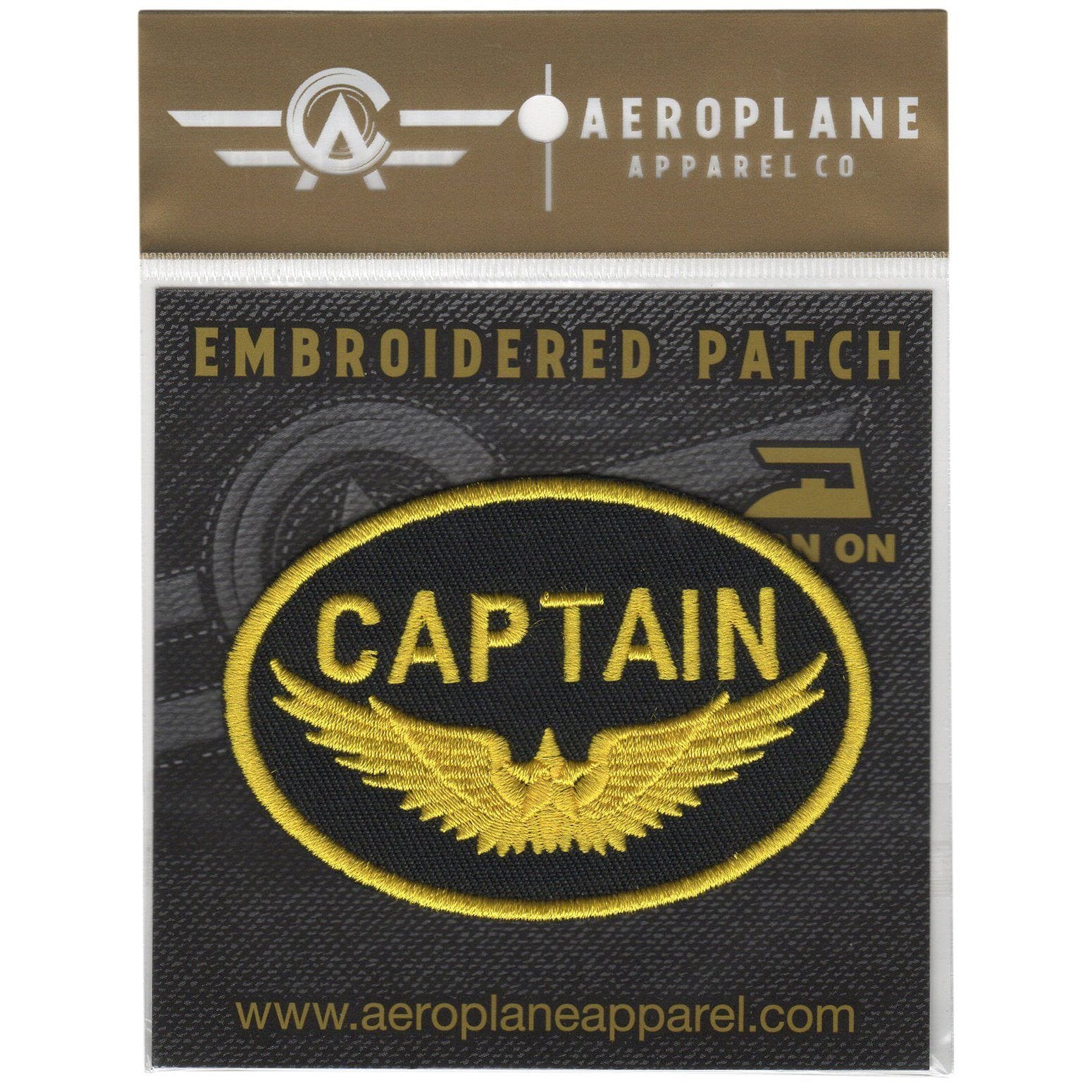 Aeroplane Apparel Company Pins Patches Lanyards Keychains Captain Gold Wings Embroidered Patch (Iron On Application)