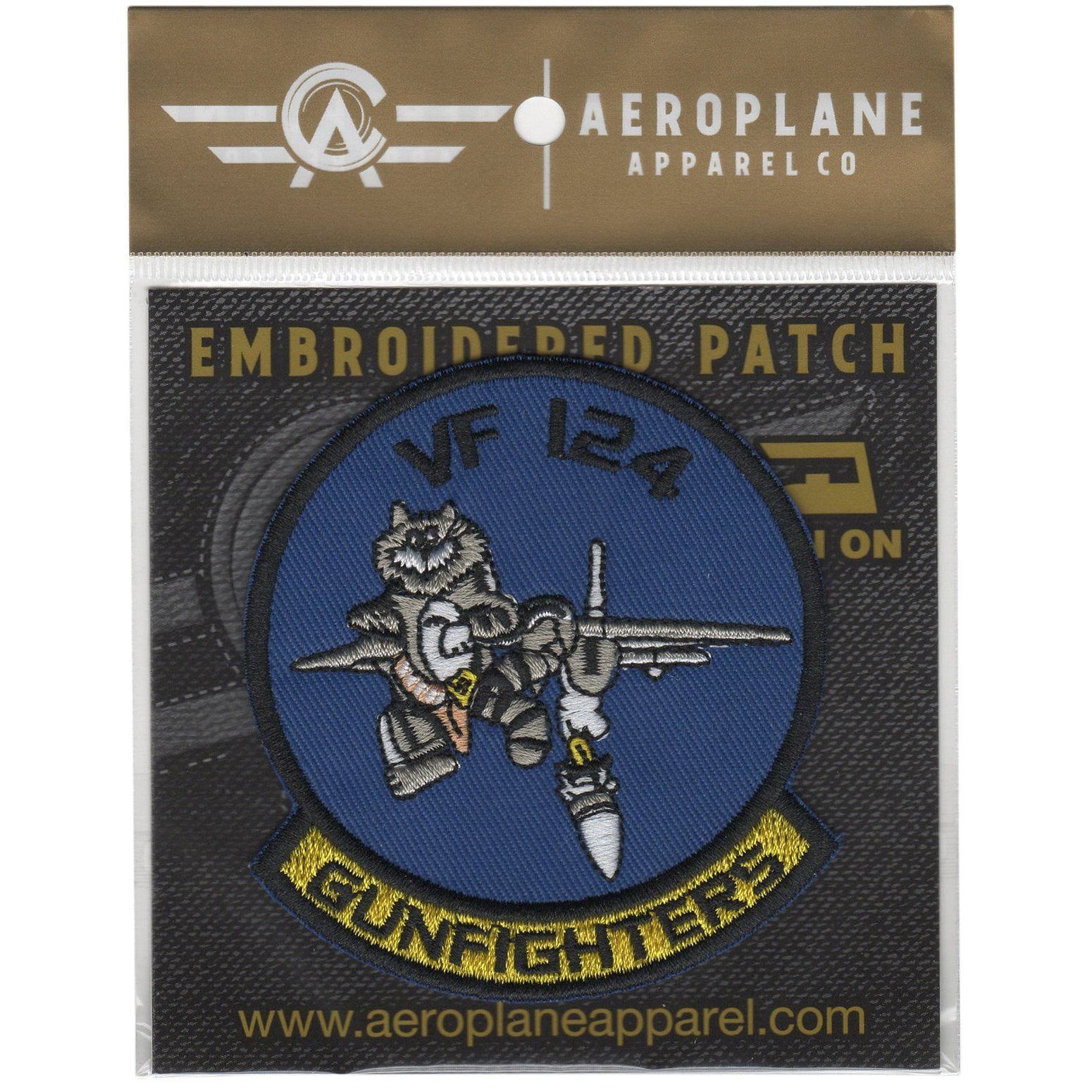 Aeroplane Apparel Company Pins Patches Lanyards Keychains Fighter Squadron 124 (VF-124) - Gunfighters Embroidered Patch (Iron On Application)