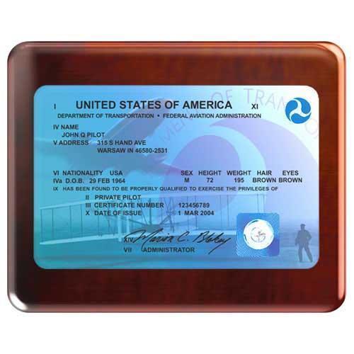 PilotMall.com Plaques Modern FAA License Plaque (Rosewood)