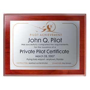 PilotMall.com Plaques Pilot Achievement Plaque - Faux Mahogany