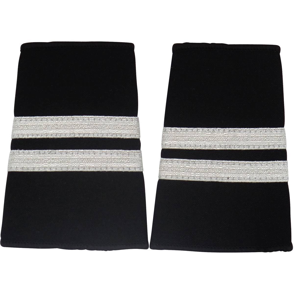 PilotMall.com Professional Pilot 2 / Silver on Black Epaulets - Traditional Shoulder Boards for Aviators