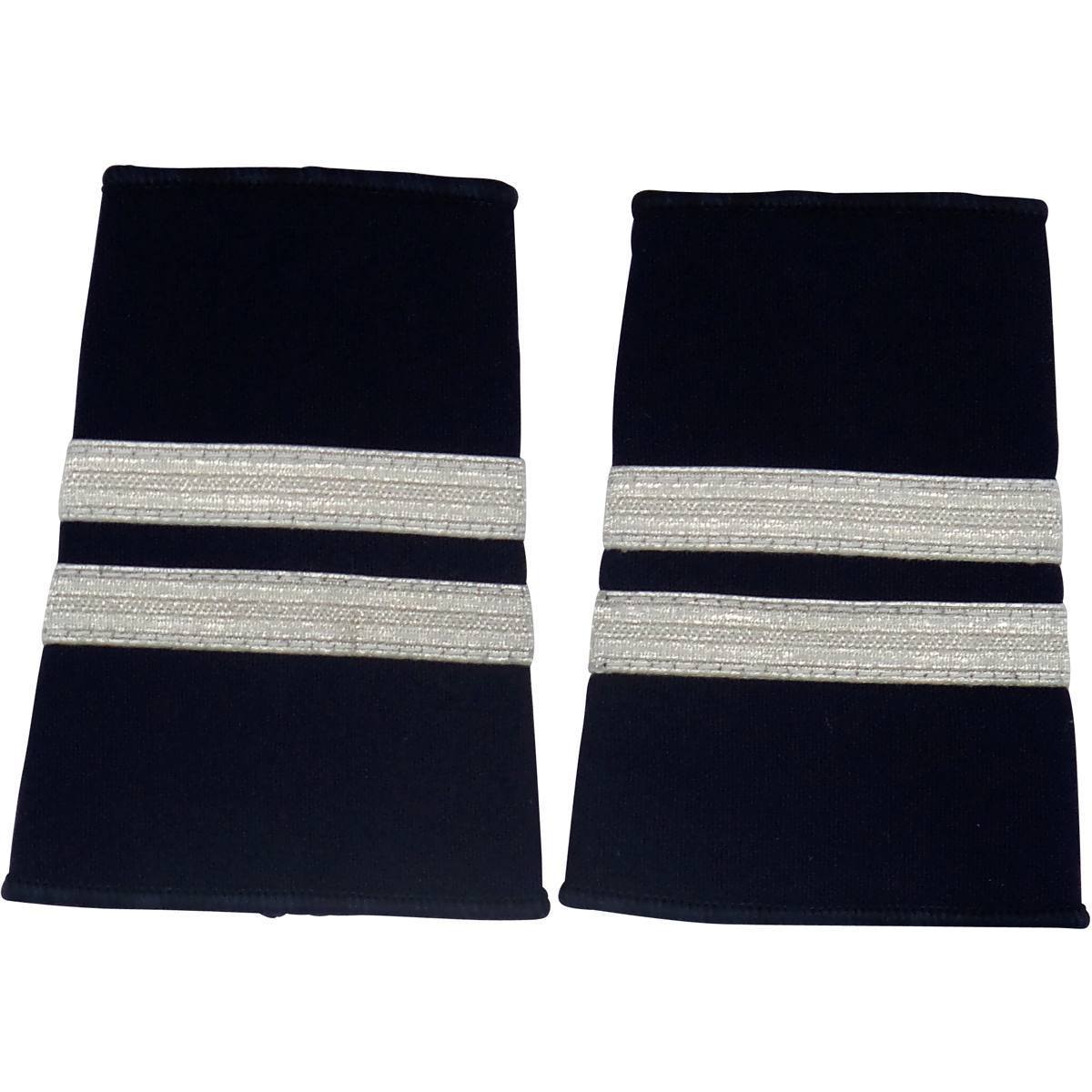 PilotMall.com Professional Pilot 2 / Silver on Blue Epaulets - Traditional Shoulder Boards for Aviators