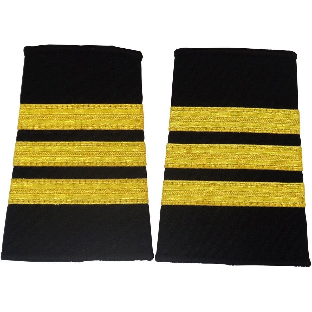 PilotMall.com Professional Pilot 3 / Gold on Black Epaulets - Traditional Shoulder Boards for Aviators