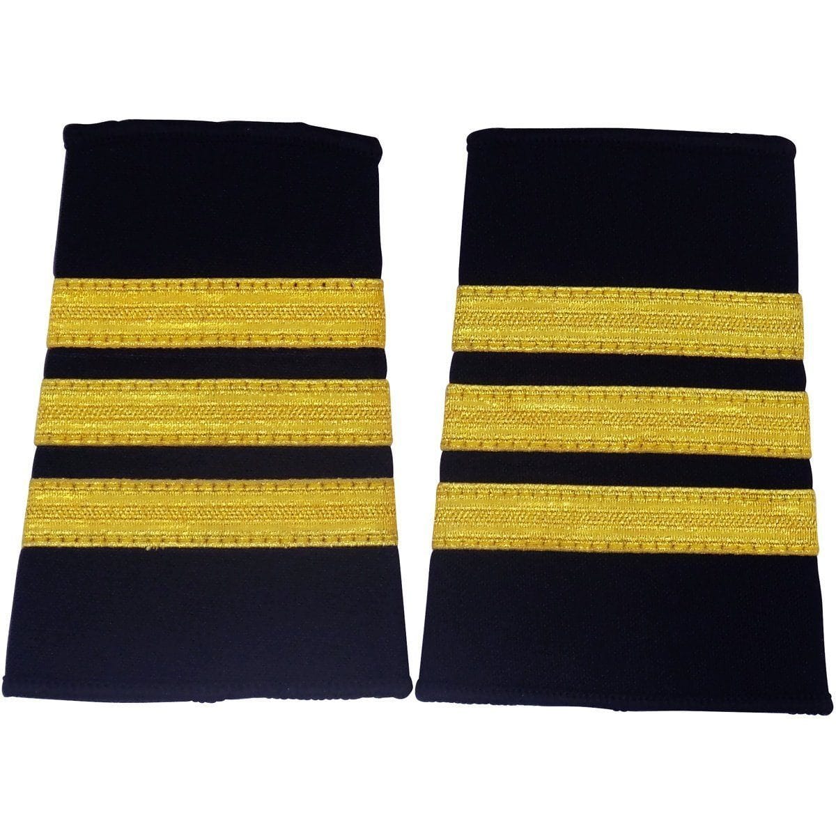 PilotMall.com Professional Pilot 3 / Gold on Blue Epaulets - Traditional Shoulder Boards for Aviators