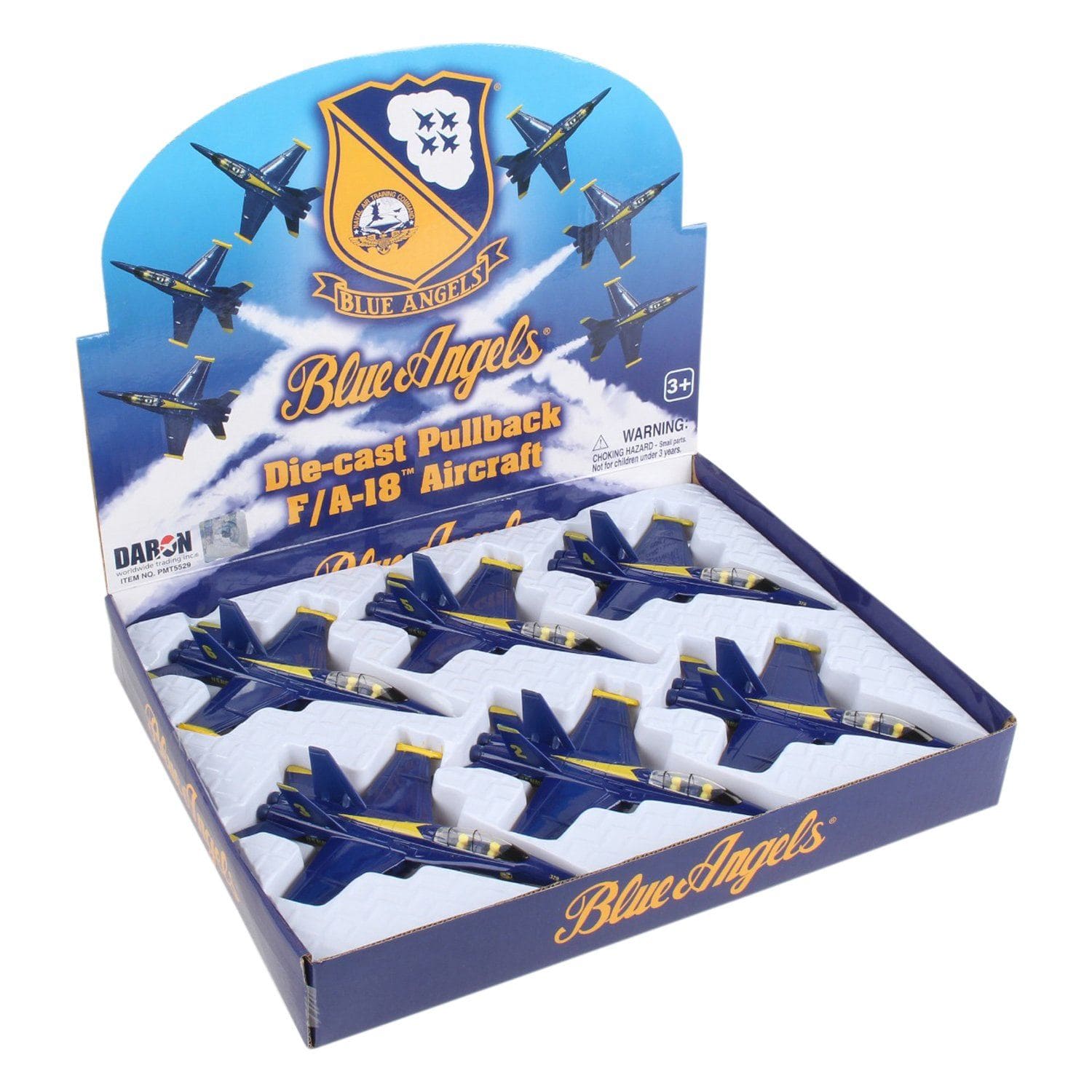 Daron Worldwide Trading Pull Back Planes Full Box (6 Pieces) Blue Angels F/A-18 Aircraft Pullback