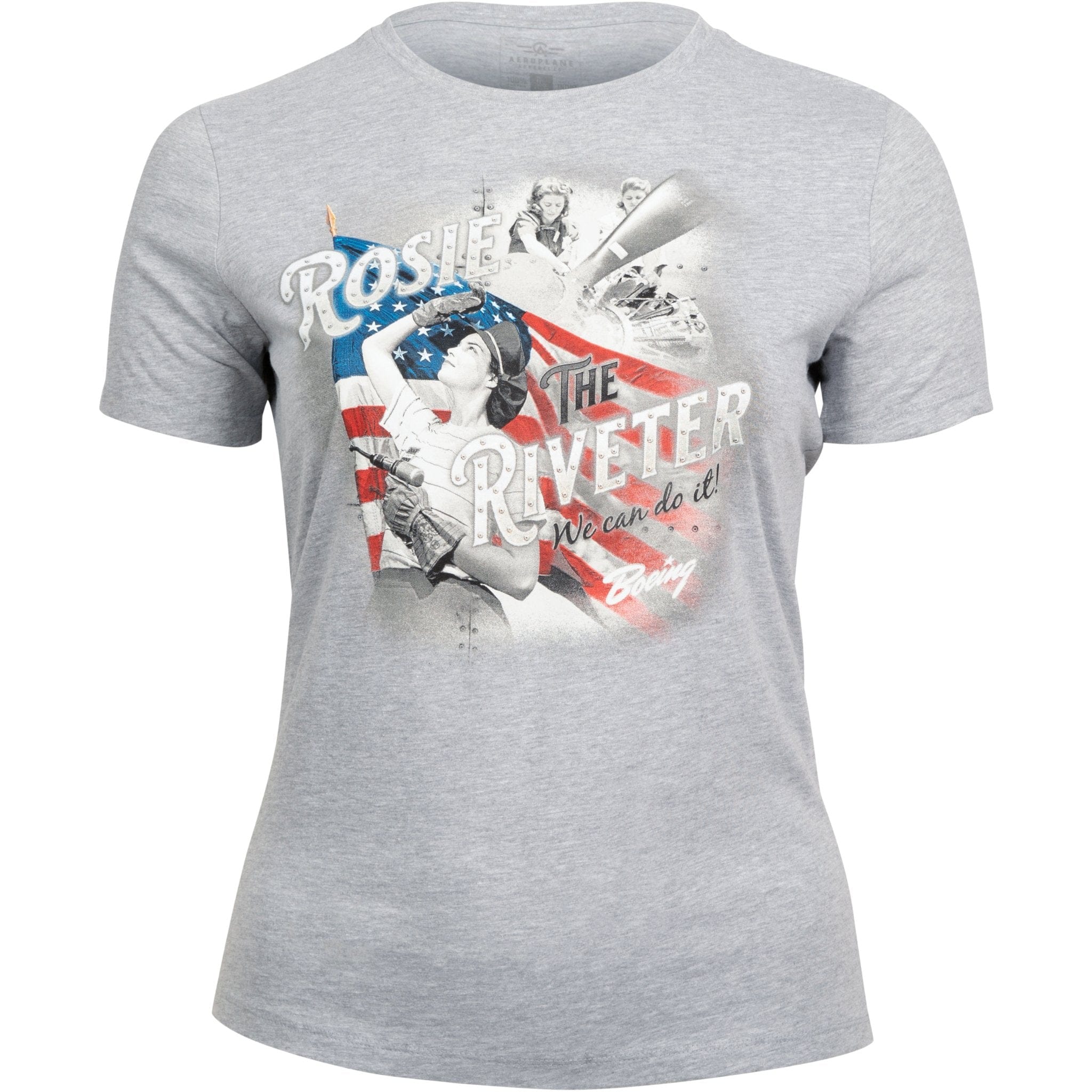 Aeroplane Apparel Company Shirts Small / Athletic Grey Rosie the Riveter Officially Licensed Aeroplane Apparel Co. Women's T-Shirt