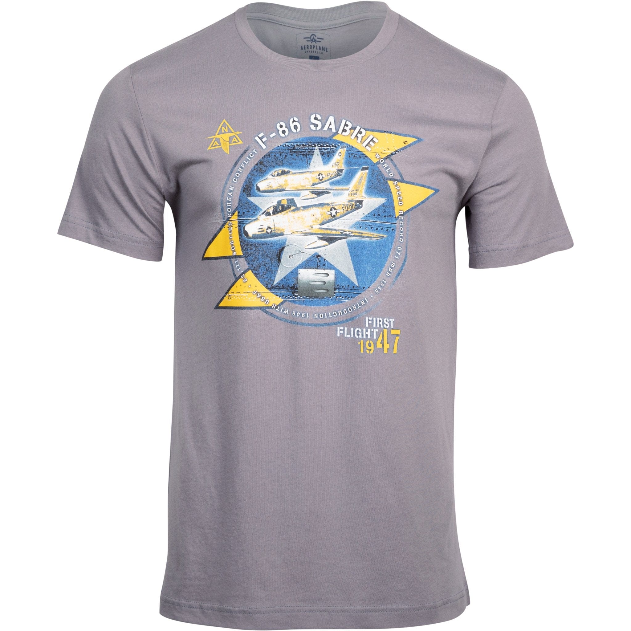 Aeroplane Apparel Company Shirts Small / Grey F-86 Sabre Officially Licensed Aeroplane Apparel Co. Men's T-Shirt