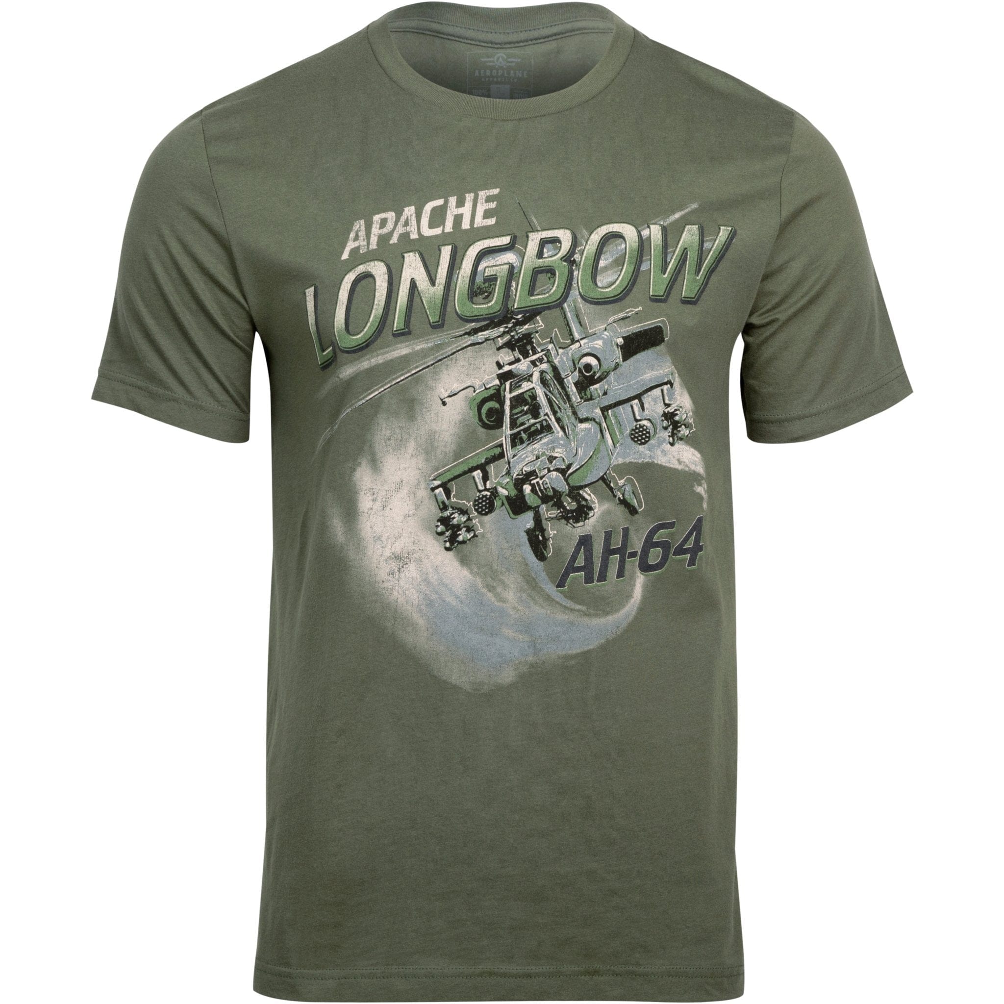 Aeroplane Apparel Company Shirts Small / Military Green Apache Longbow AH-64 Officially Licensed Aeroplane Apparel Co. Men's T-Shirt