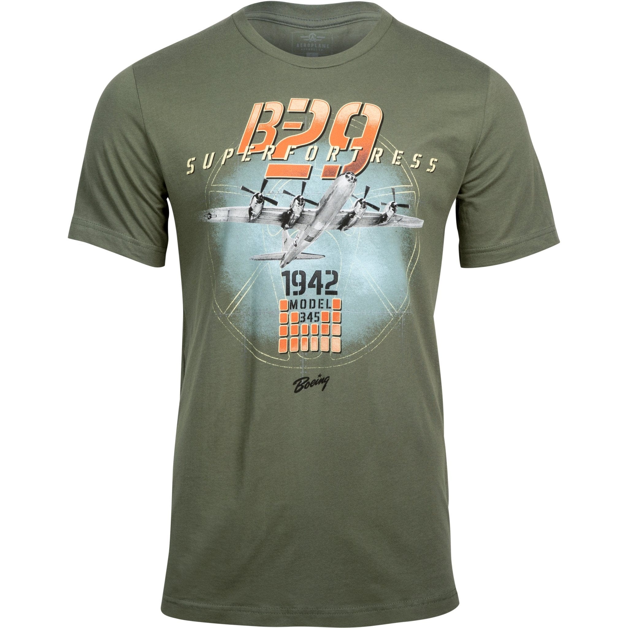 Aeroplane Apparel Company Shirts Small / Military Green Boeing B-29 Superfortress Officially Licensed Aeroplane Apparel Co. Men's T-Shirt