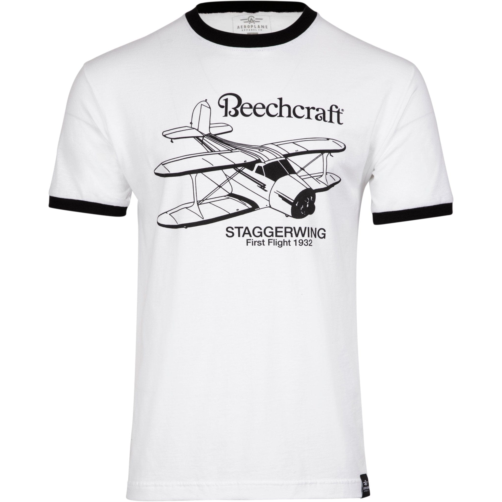 Aeroplane Apparel Company Shirts Small / White-Black Beechcraft Throwback Officially Licensed Ringer T-Shirt