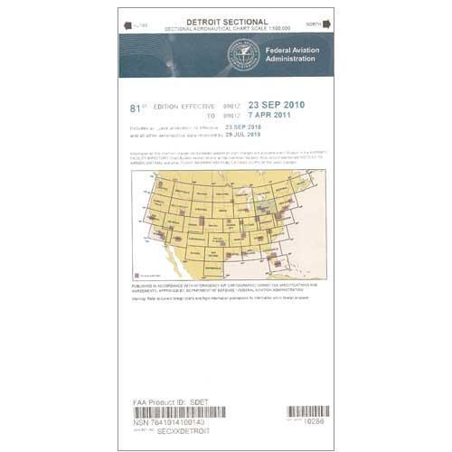 AeroNav Products VFR Sectional Aeronautical Charts FAA Detroit Sectional - 02/20/25 thru 04/17/25