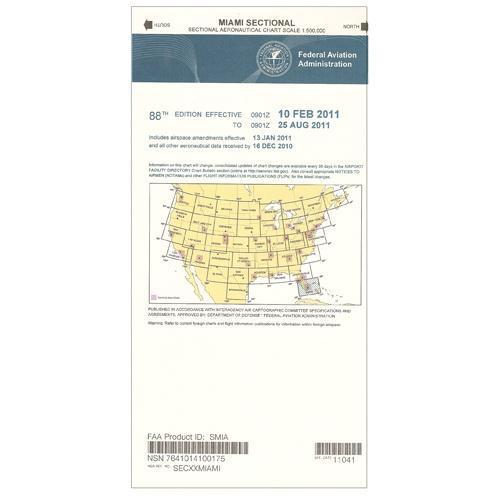 AeroNav Products VFR Sectional Aeronautical Charts FAA Miami Sectional - 02/20/25 thru 04/17/25