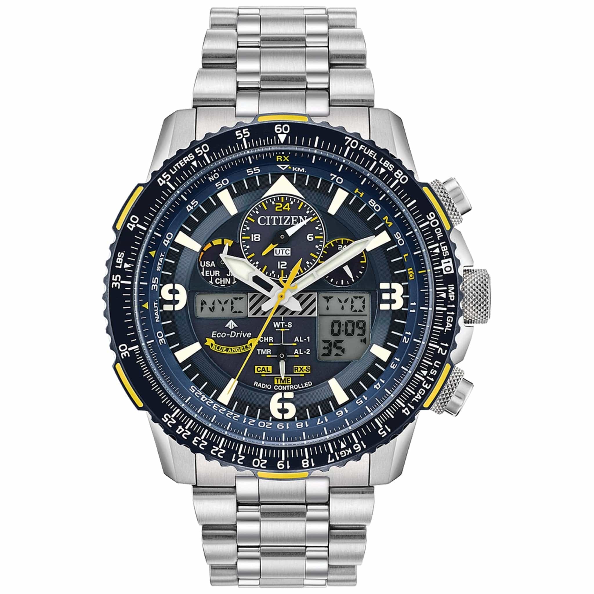 Citizen Watch Watches Citizen Promaster Skyhawk A-T Blue Dial Stainless Steel Bracelet Watch (External E6B) JY8078-52L