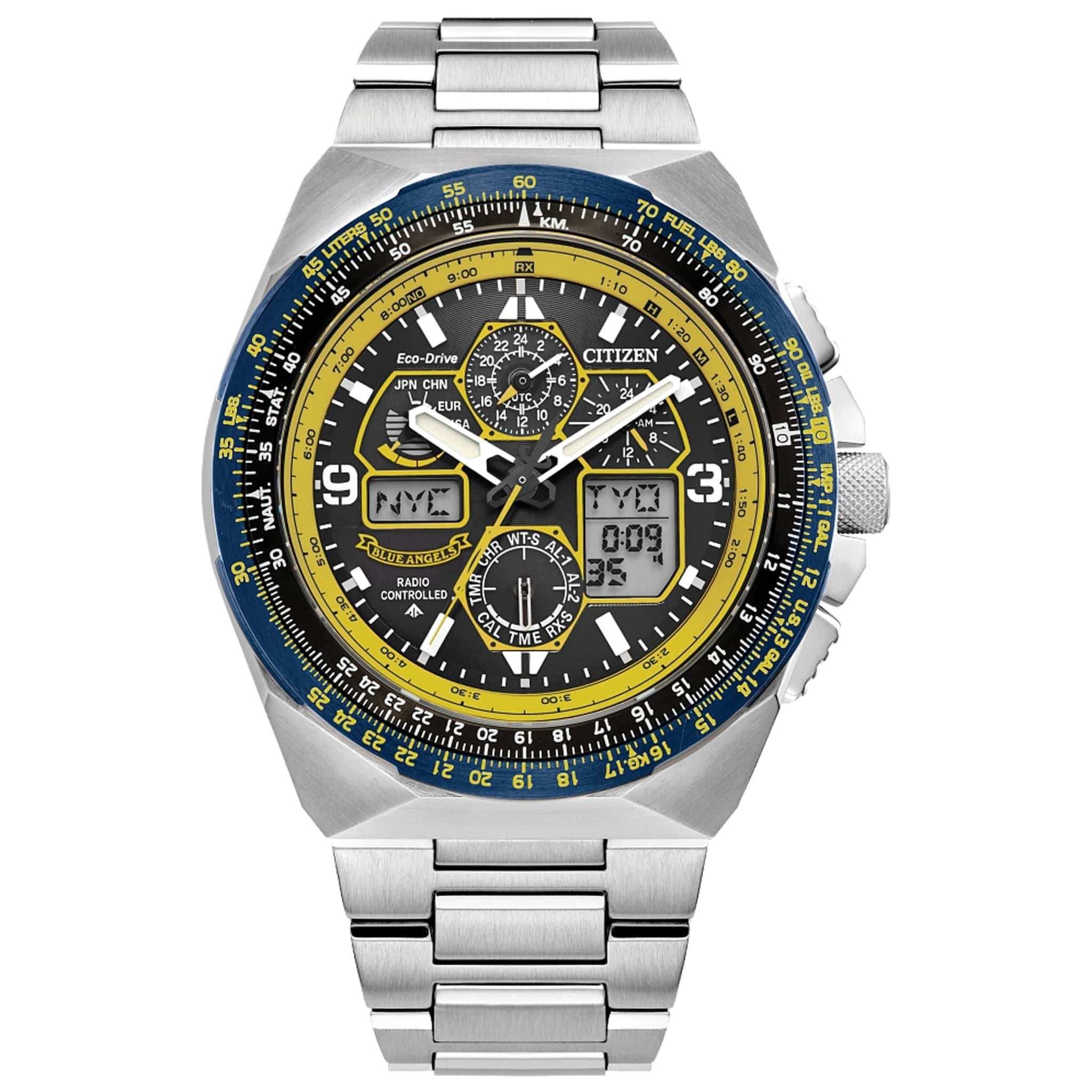 Citizen Watch Watches Citizen Promaster Skyhawk A-T Blue Dial Stainless Steel Bracelet Watch (Internal E6B) JY8125-54L